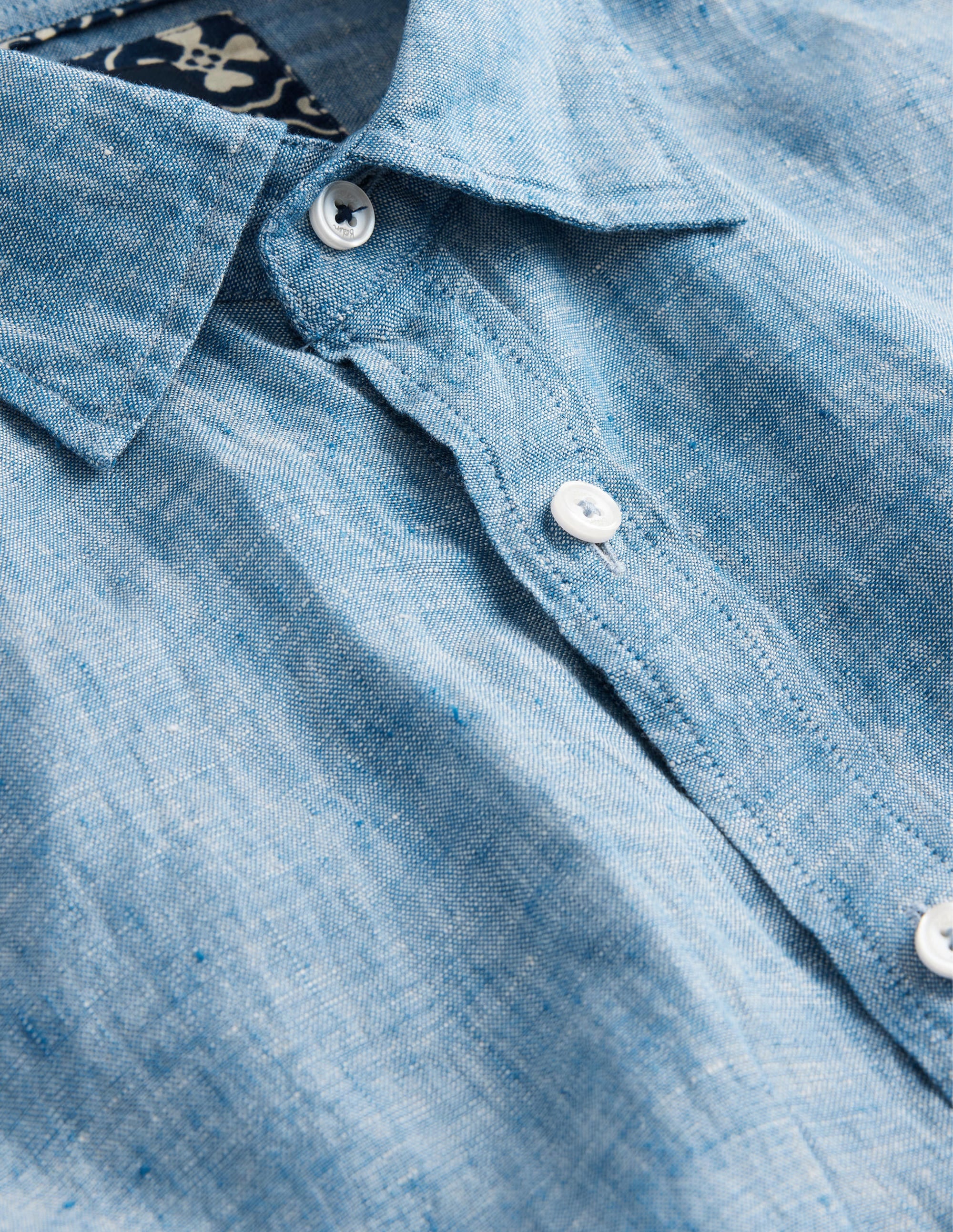 Schmal geschnittenes Leinenhemd-Blauer Faux-Uni - Image 3