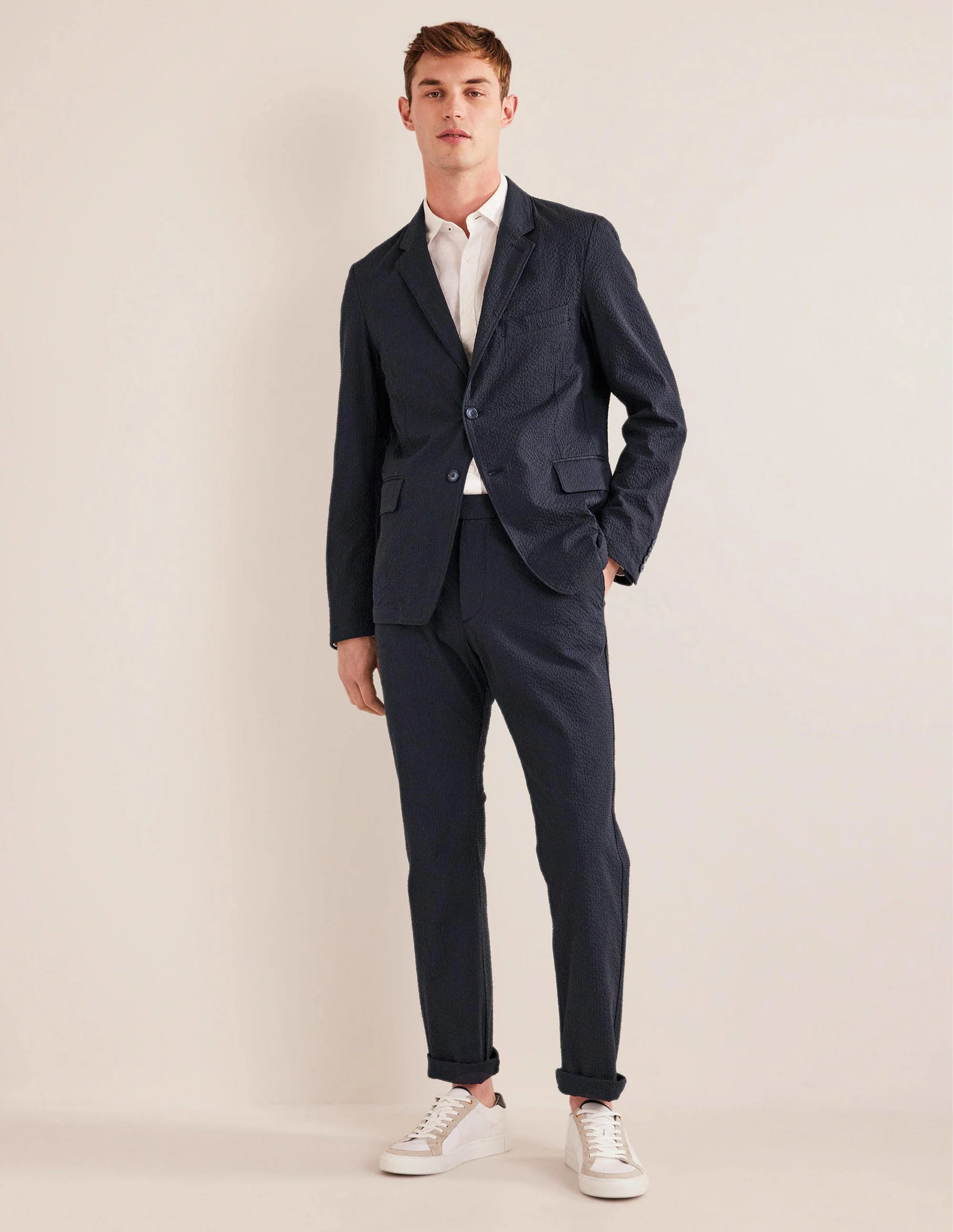 Seersucker-Blazer-Marineblau - Image 4