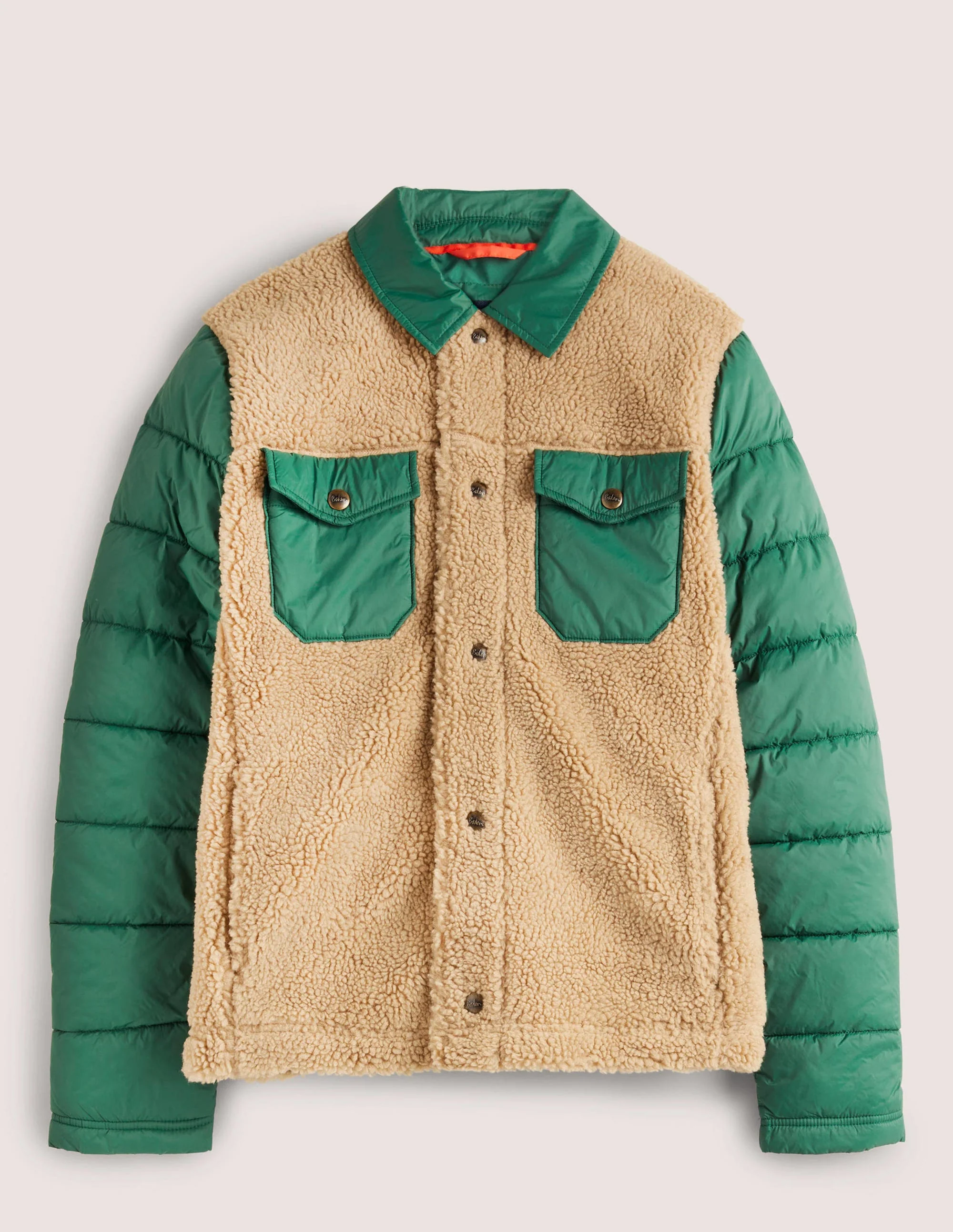 Sherpa-Jacke mit durchgehendem Knopfverschluss-Jägergrün/Ecru - Image 6
