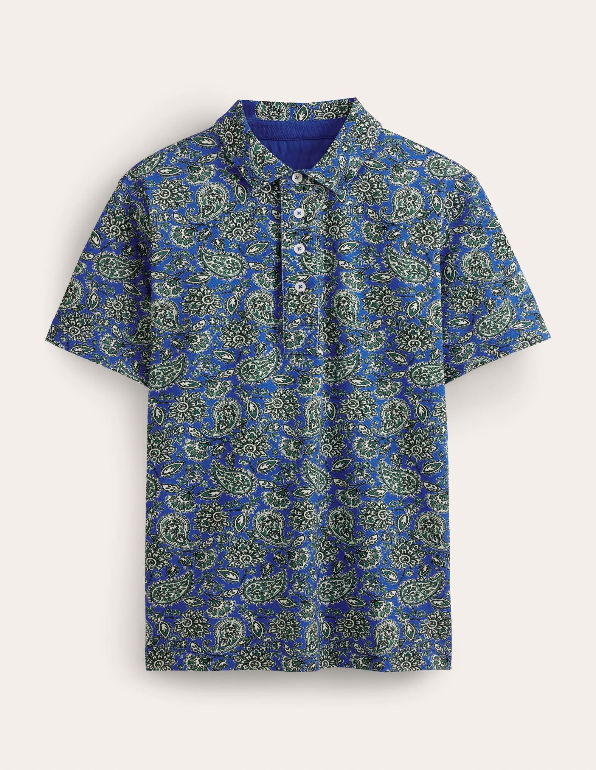 Smartes Piqué-Poloshirt-Blau, Paisleymuster - Image 5