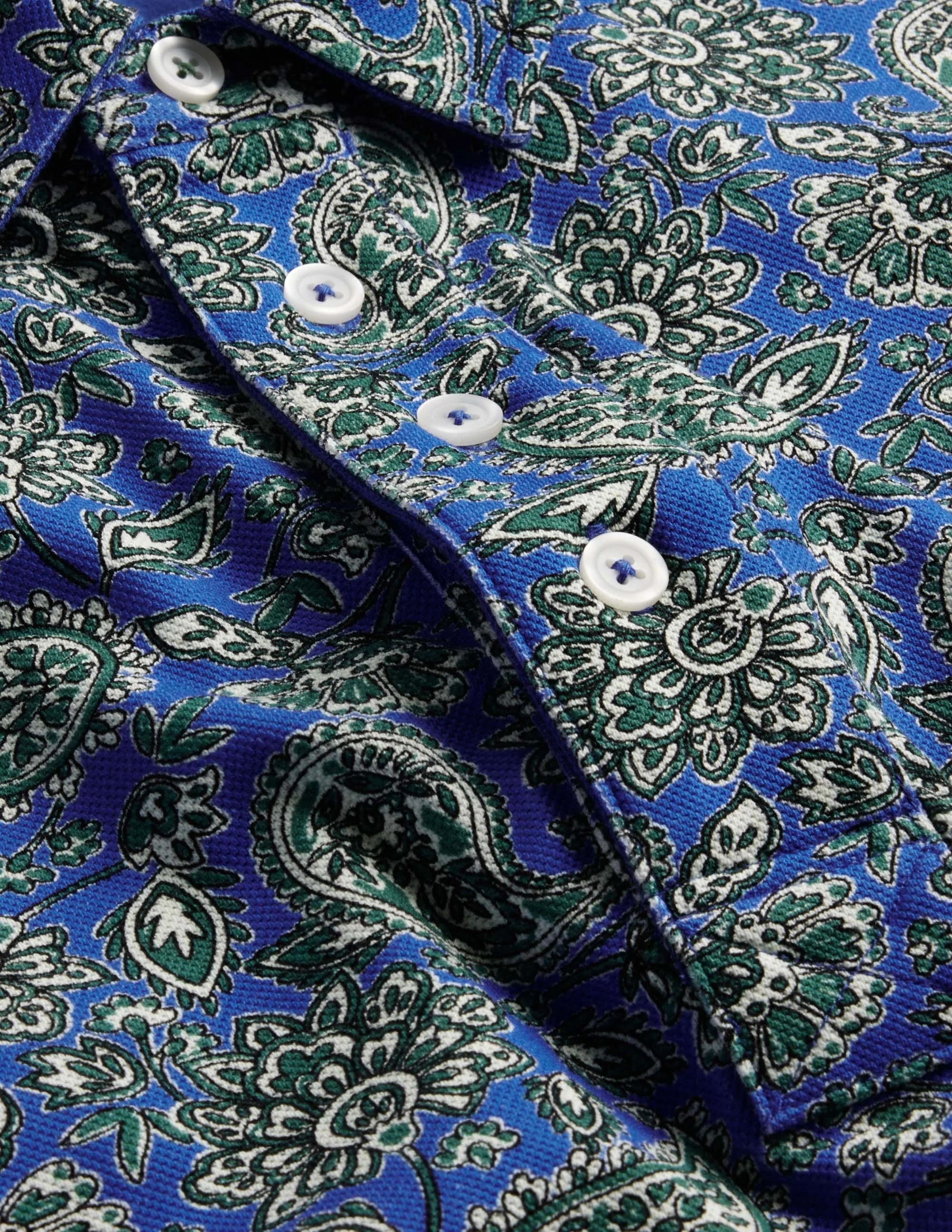 Smartes Piqué-Poloshirt-Blau, Paisleymuster - Image 6