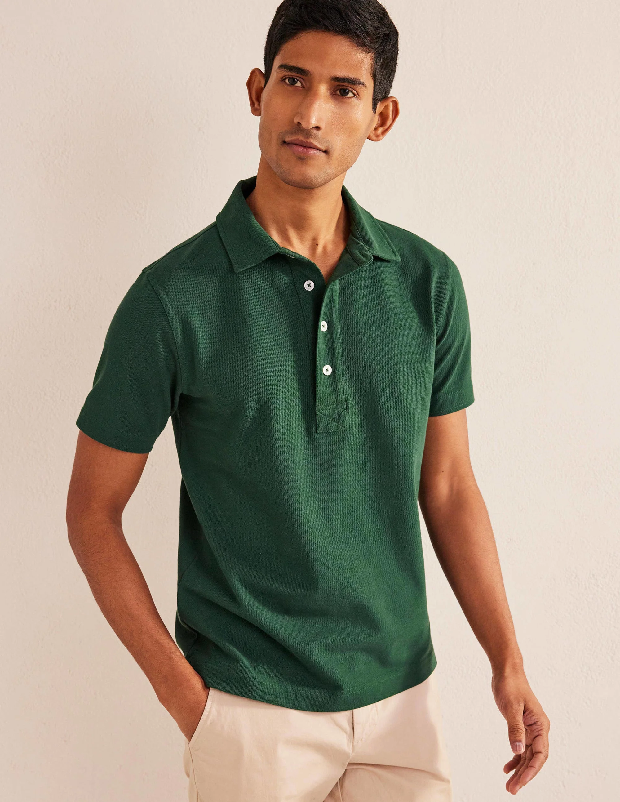 Smartes Piqué-Poloshirt-Palmblattgrün