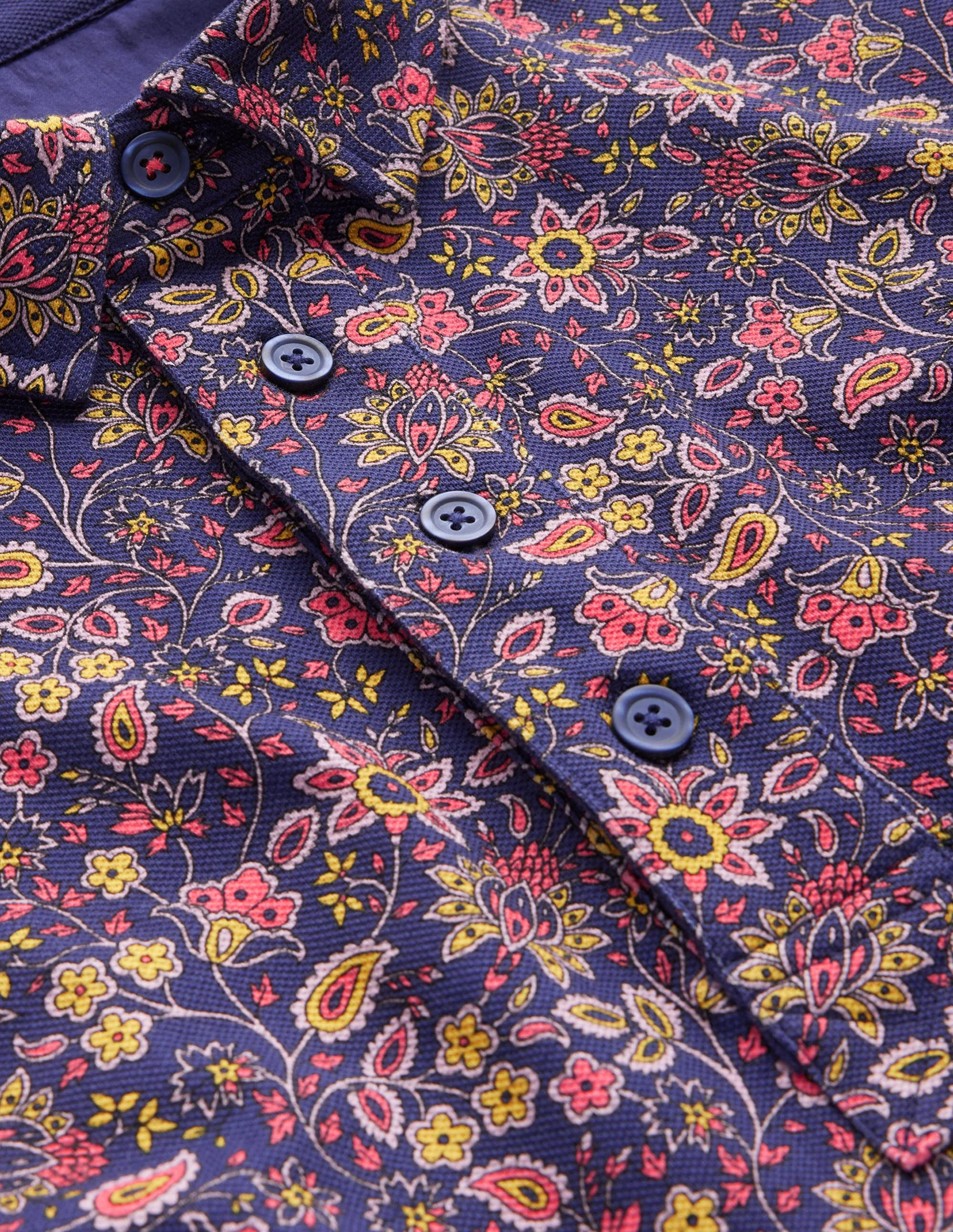 Smartes Piqué-Poloshirt-Weltraumblau, Florales Paisleymuster - Image 2
