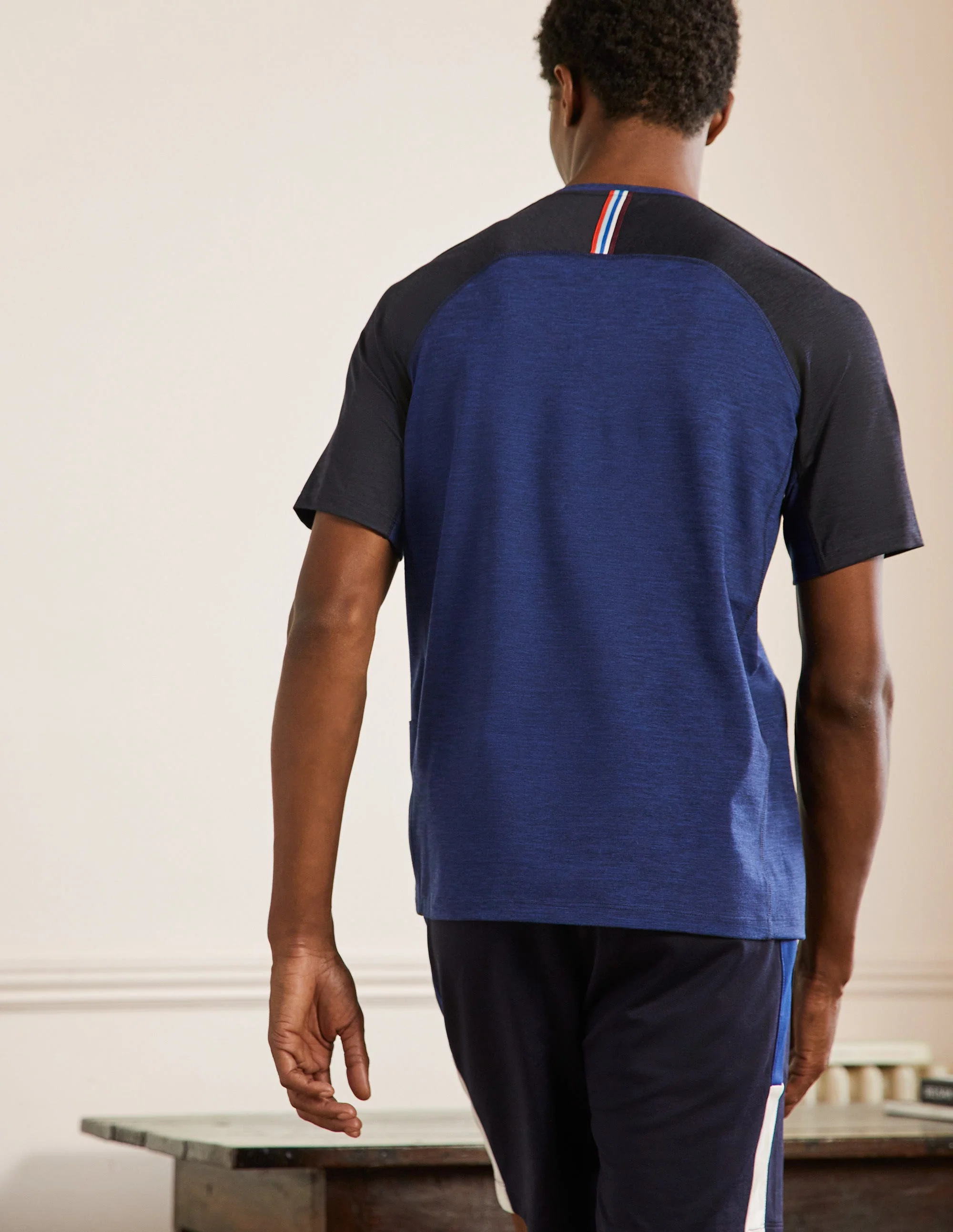 Sport-T-Shirt-Lapisblau, Blockfarben - Image 3