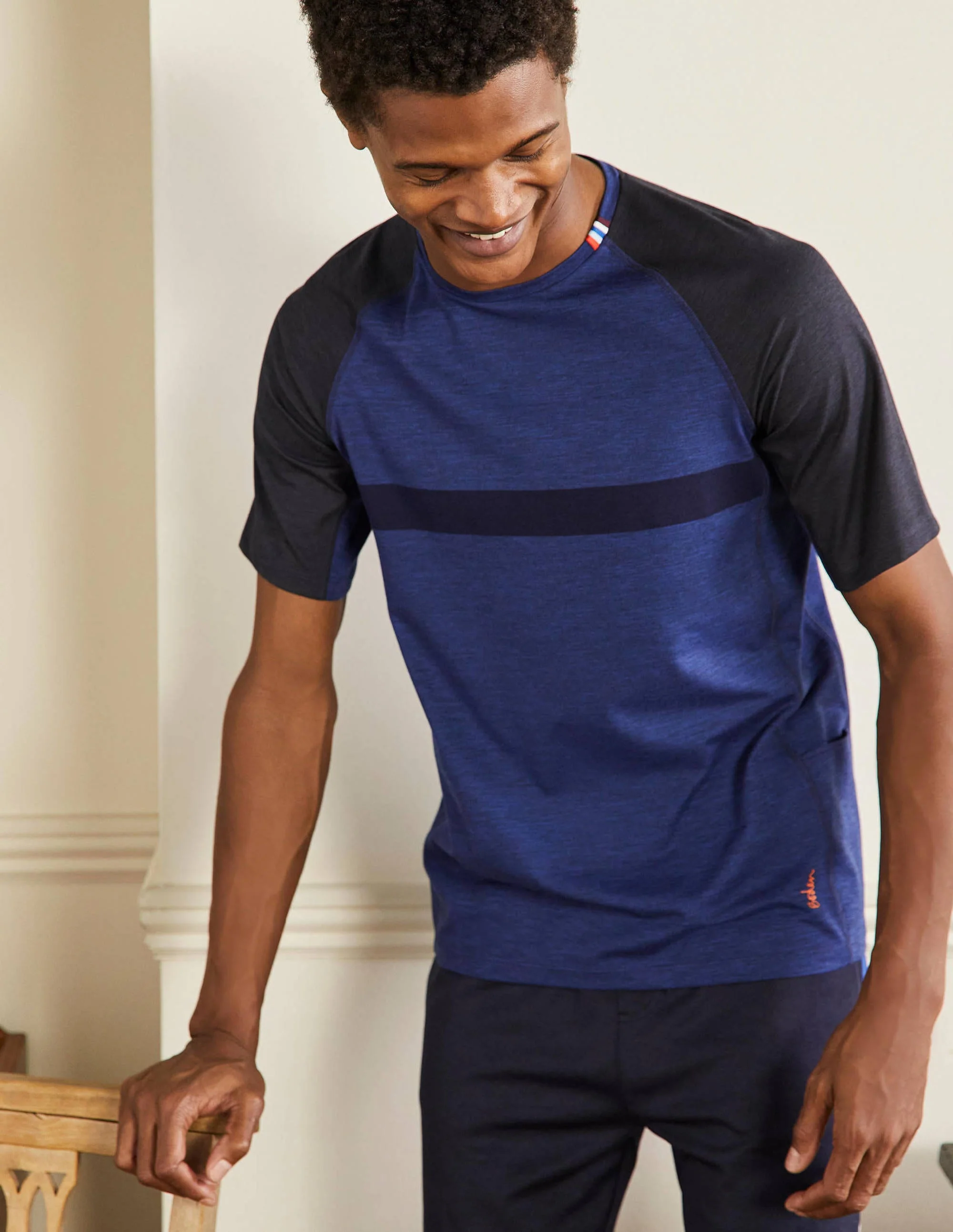 Sport-T-Shirt-Lapisblau, Blockfarben - Image 4