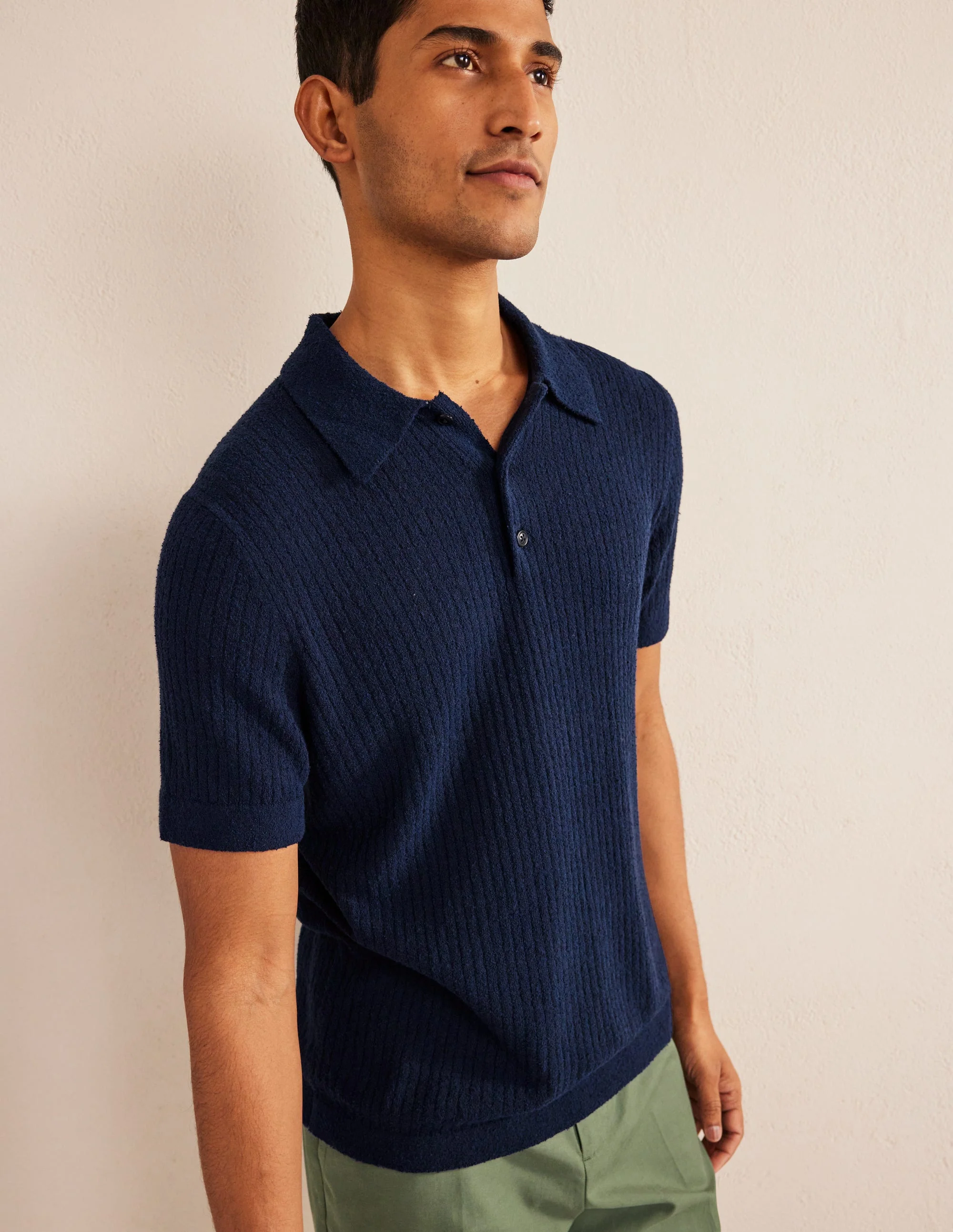 Strick-Poloshirt aus Bouclé-Französisches Marineblau - Image 4