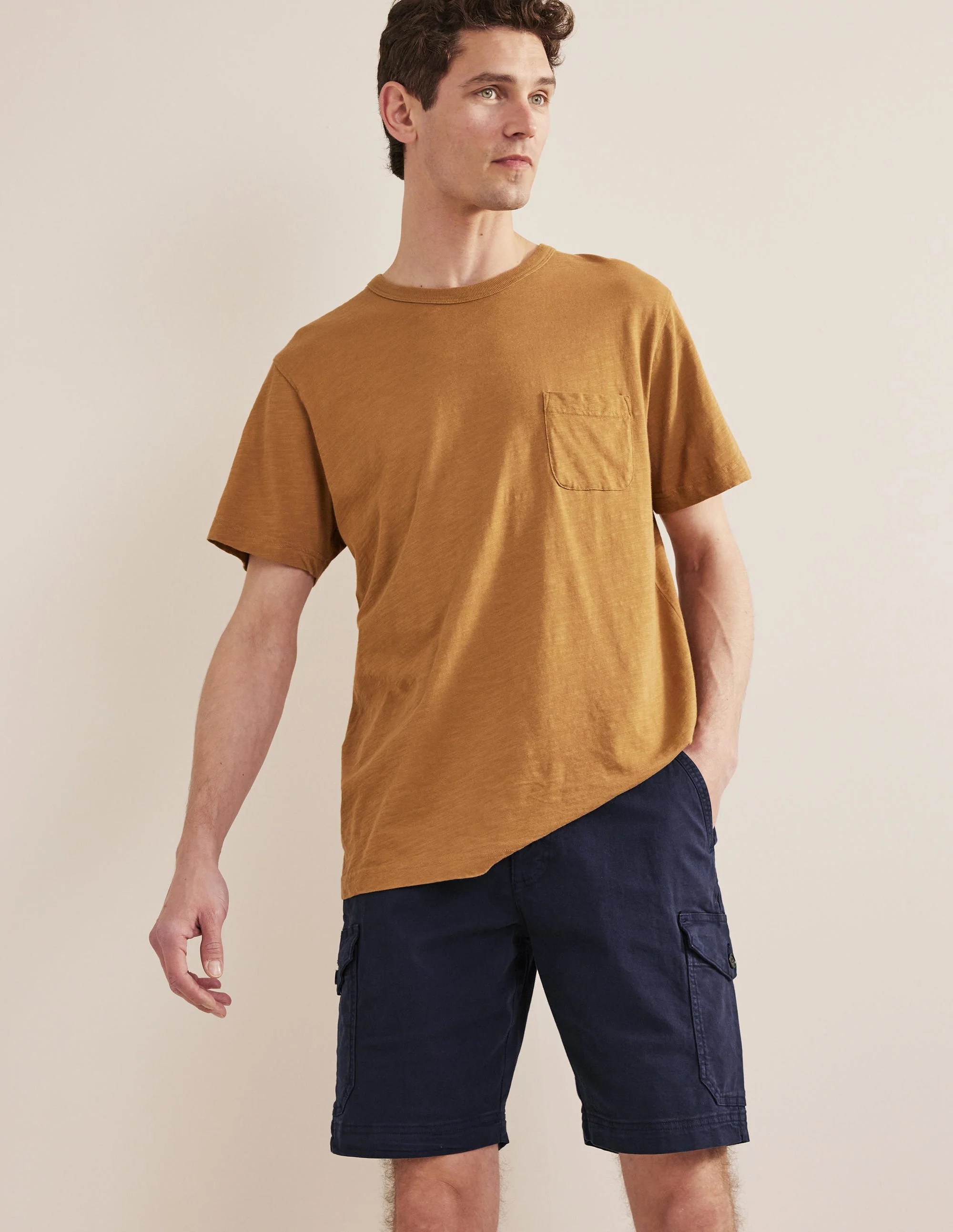 Stückgefärbte Cargoshorts-Französisches Navy