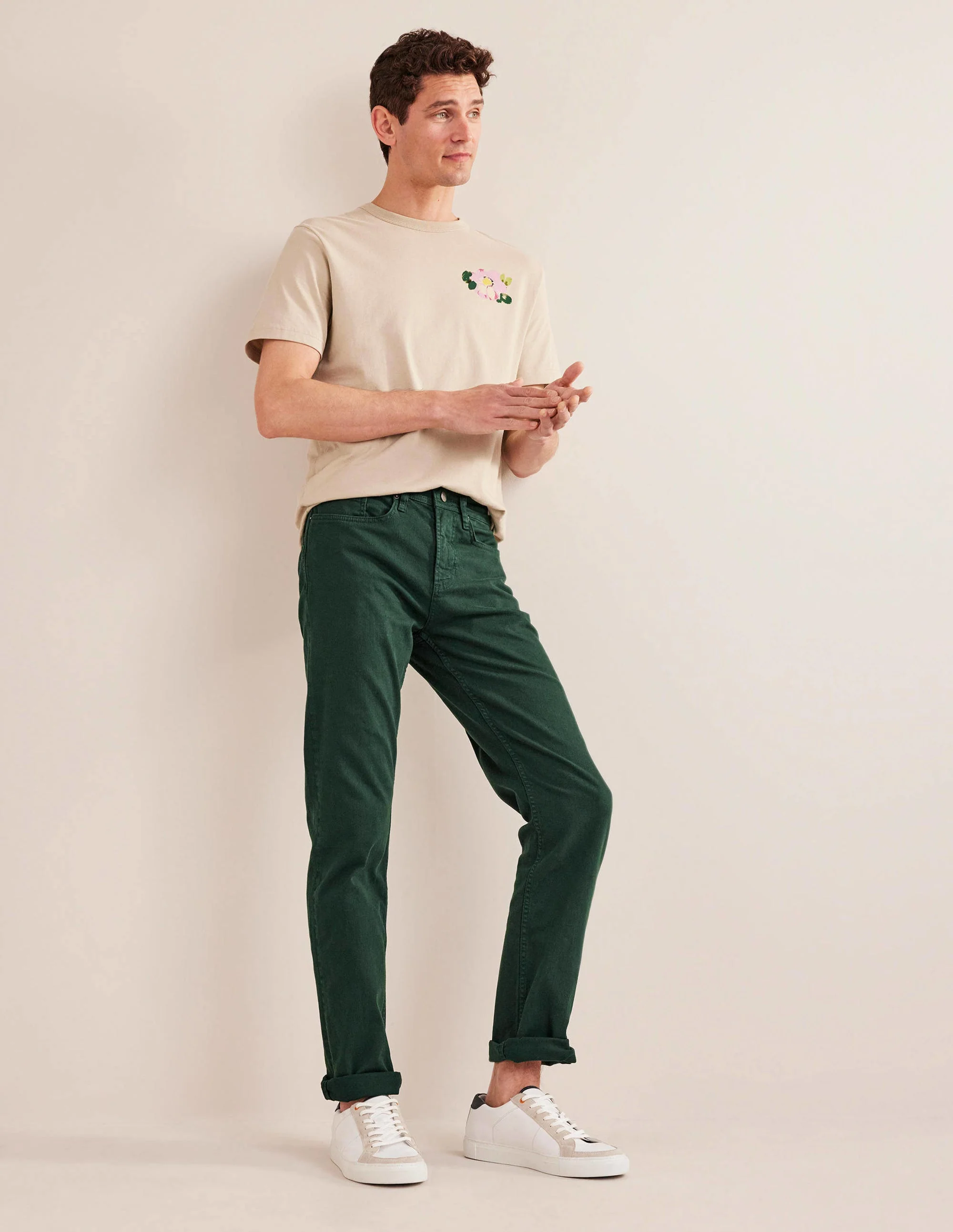 Stückgefärbte Jeans im Five-Pocket-Design-Palmblattgrün