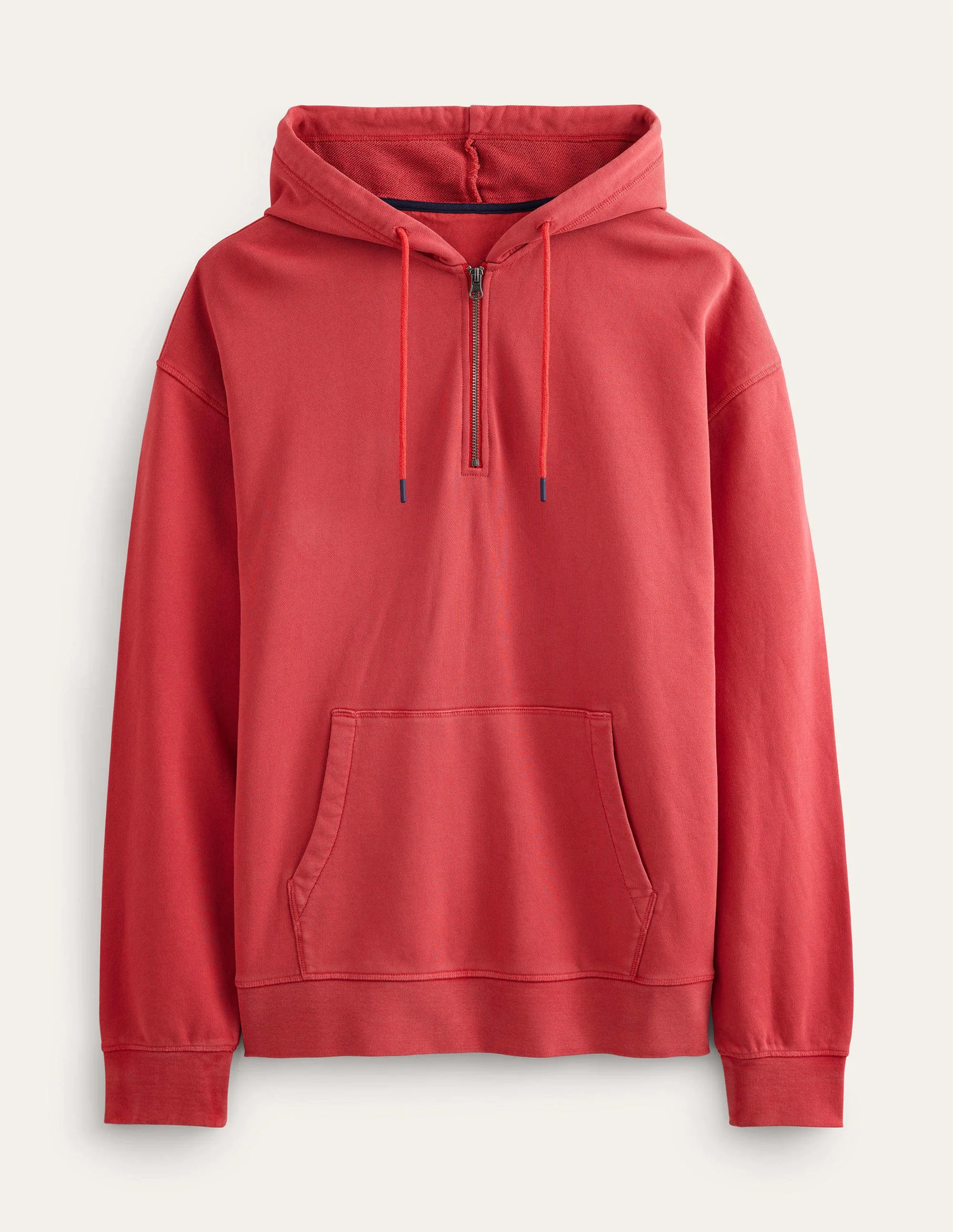 Stückgefärbter Hoodie mit halbem Reißverschluss-Pompeji-Rot - Image 5