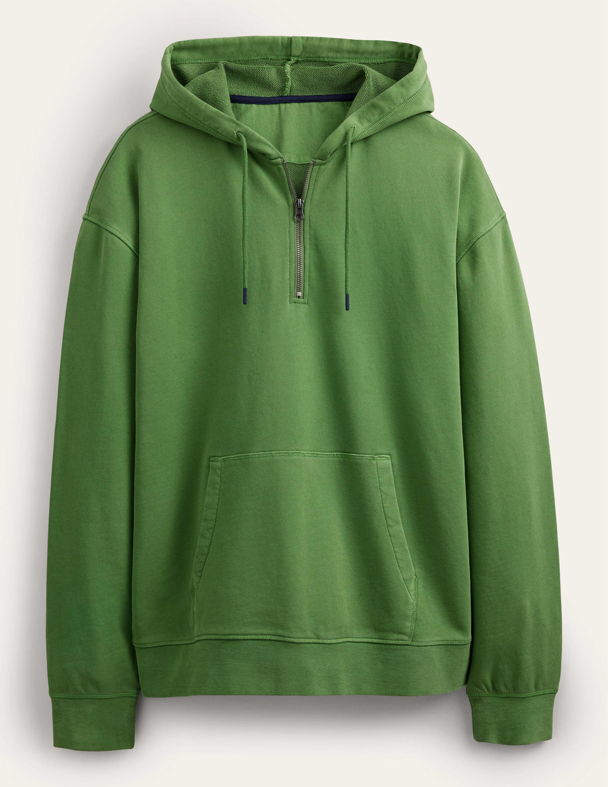 Stückgefärbter Hoodie mit halbem Reißverschluss-Safarigrün - Image 5