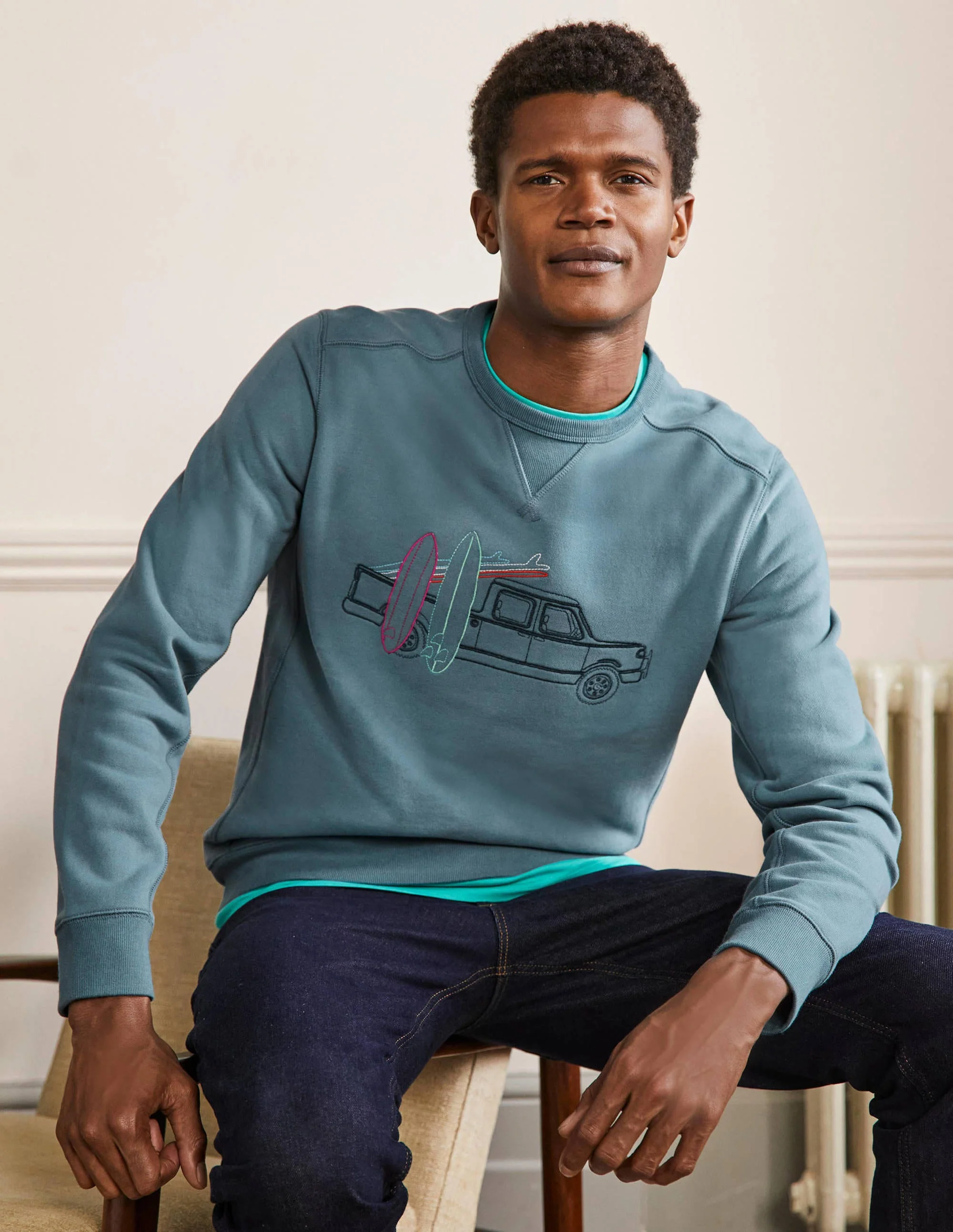 Superweiches Sweatshirt-Mittelblau, Surf