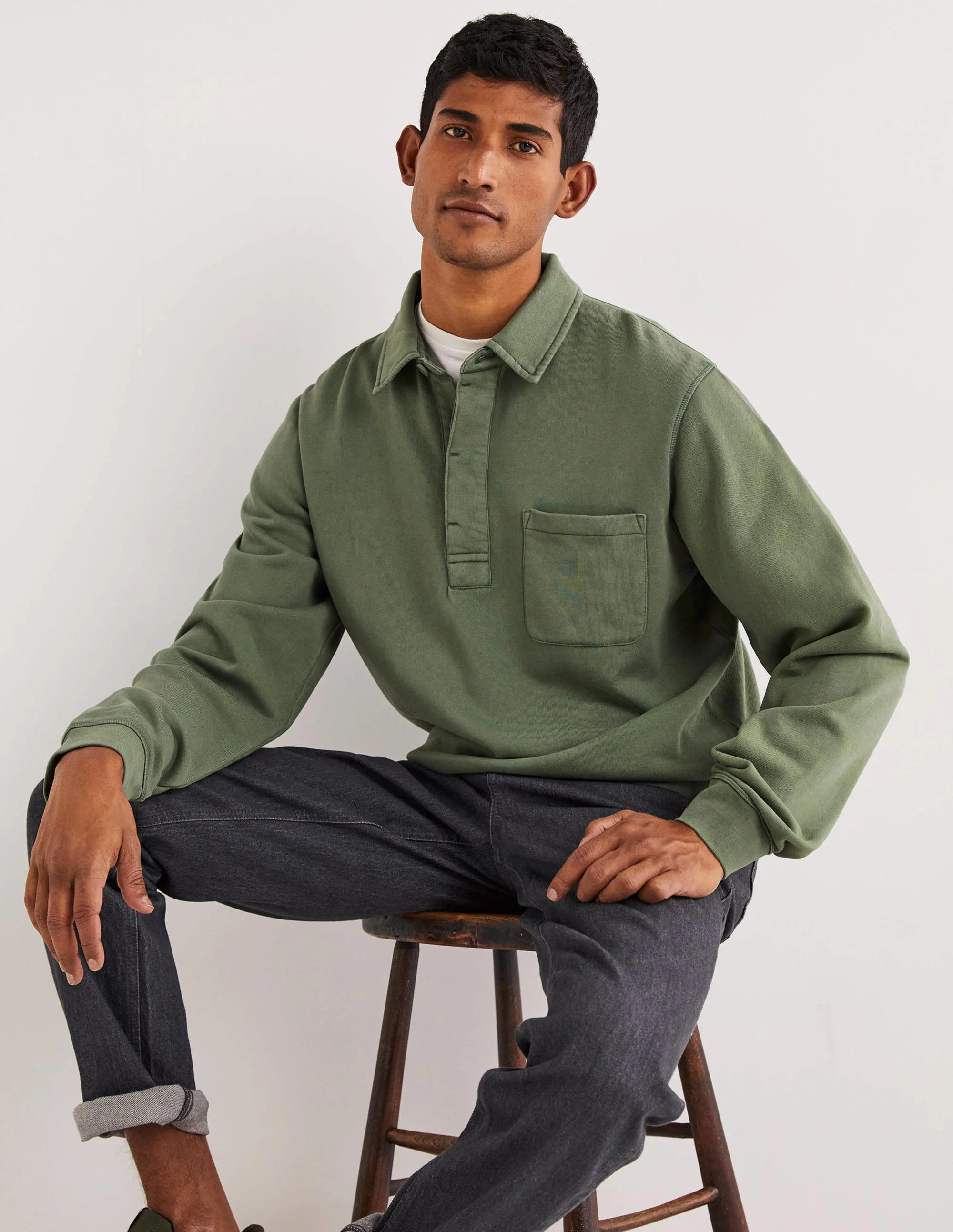 Sweatshirt mit Knopfleiste-Alligator Green - Image 4