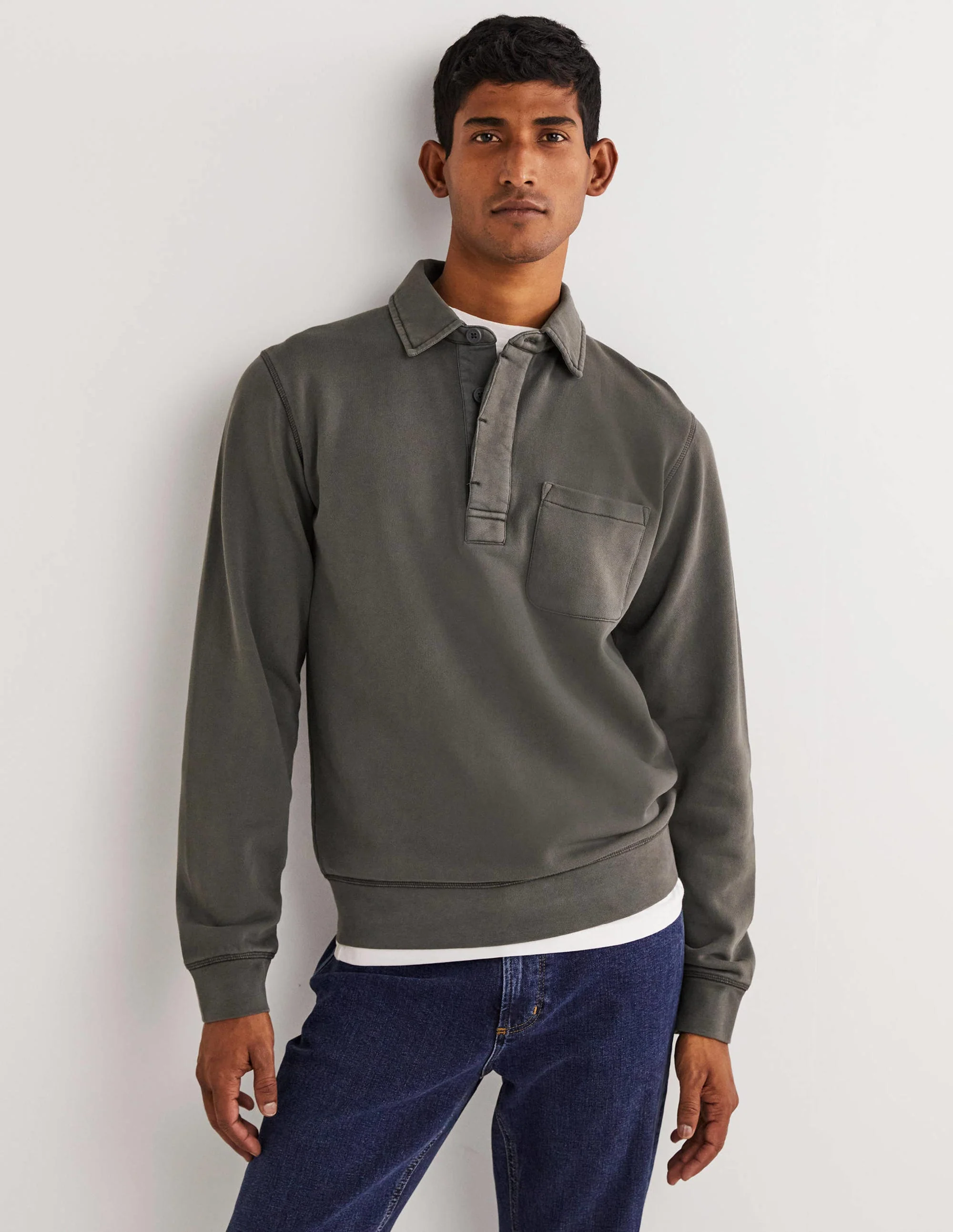 Sweatshirt mit Knopfleiste-Dunkelgrau - Image 4