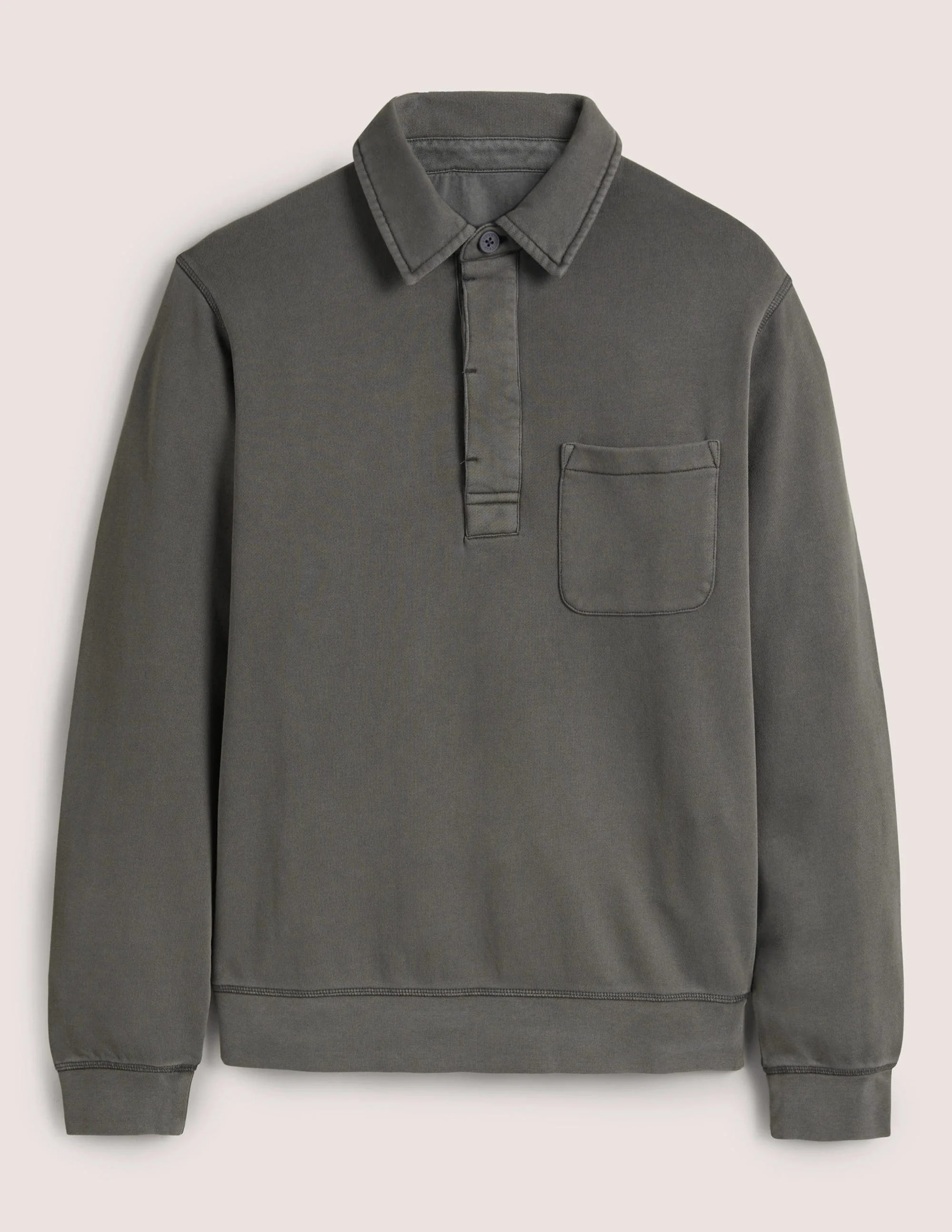 Sweatshirt mit Knopfleiste-Dunkelgrau - Image 5