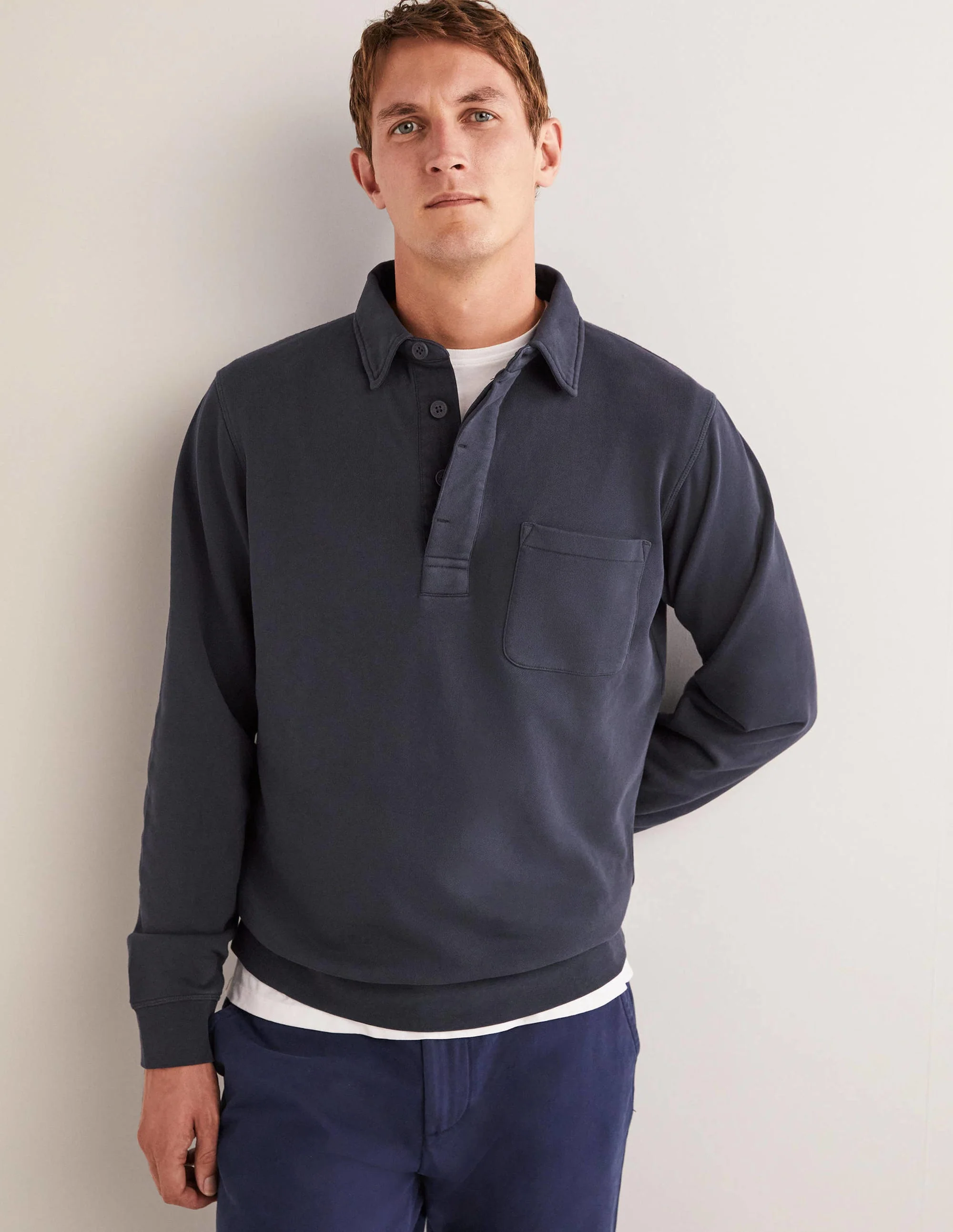 Sweatshirt mit Knopfleiste-Marineblau