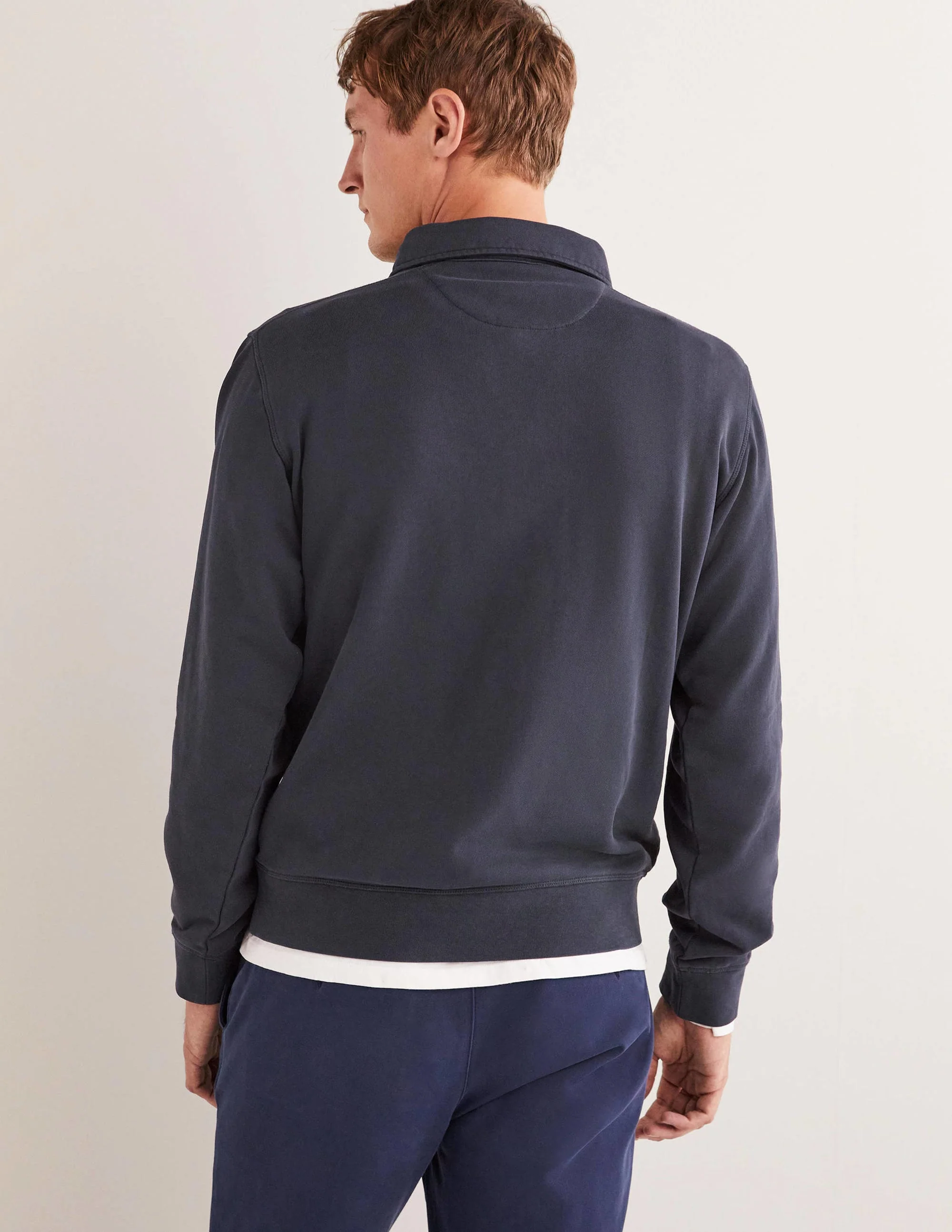 Sweatshirt mit Knopfleiste-Marineblau - Image 4