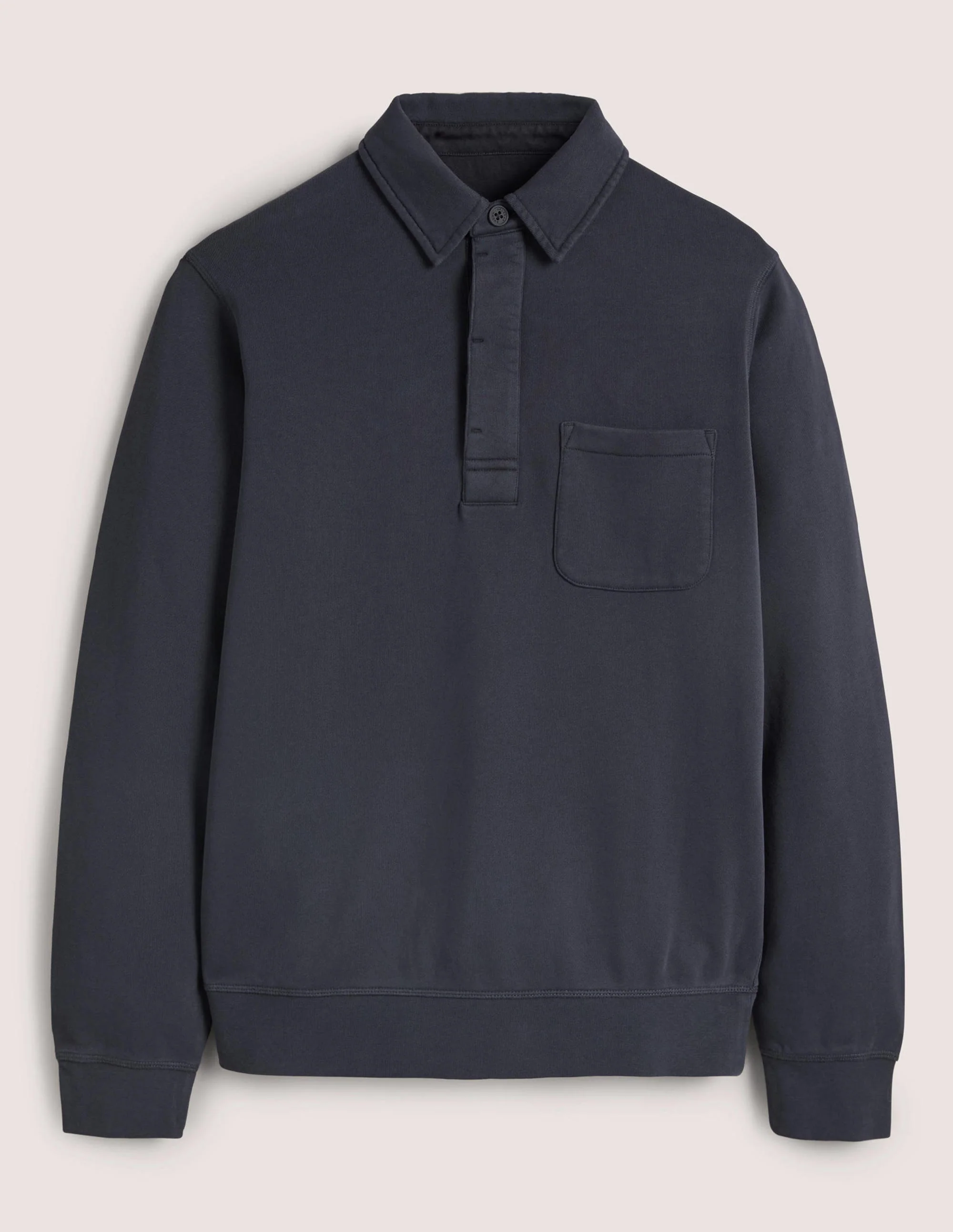 Sweatshirt mit Knopfleiste-Marineblau - Image 5