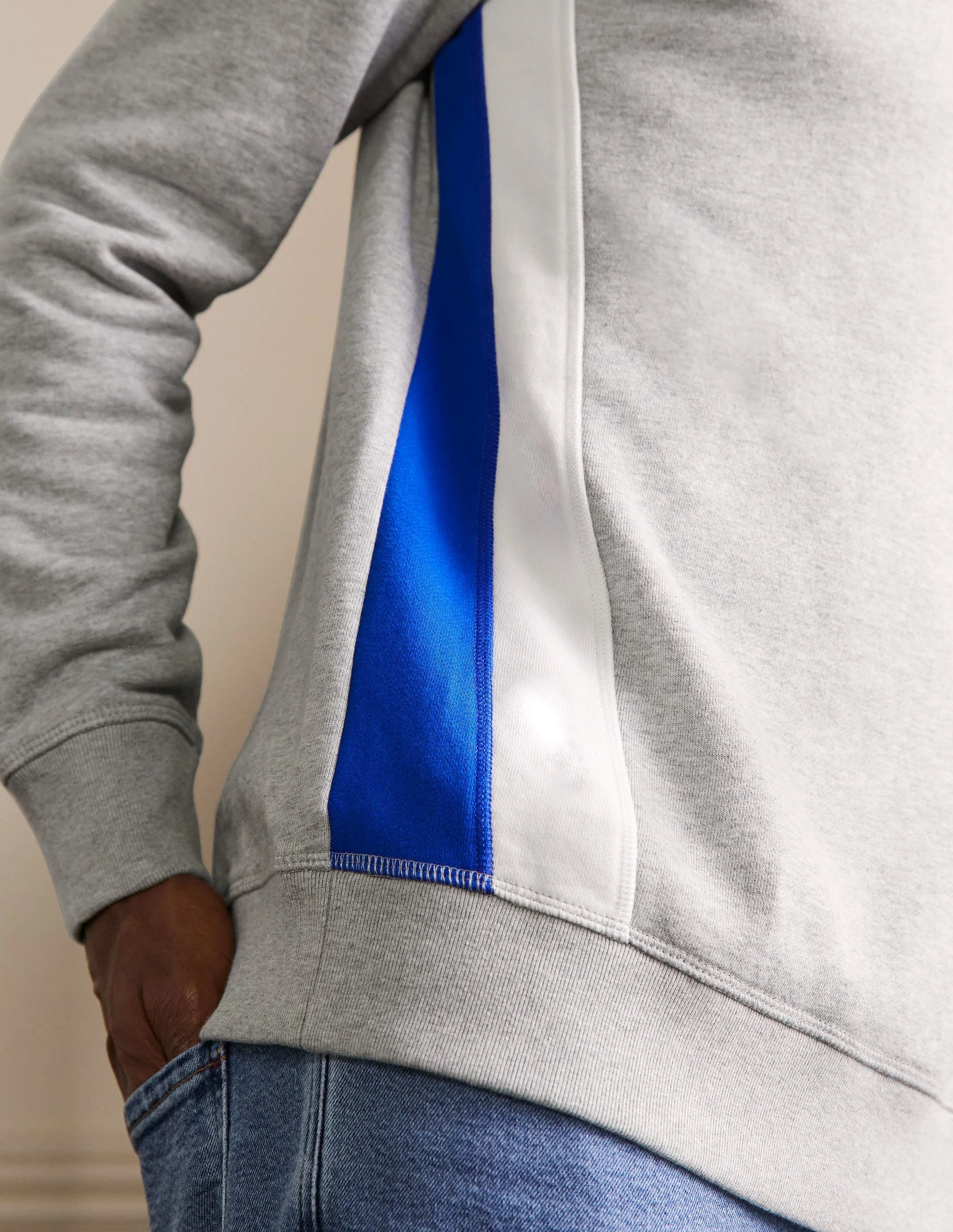 Sweatshirt mit Seitenstreifen-Grau Meliert/Blau, Seitenstreifen - Image 2
