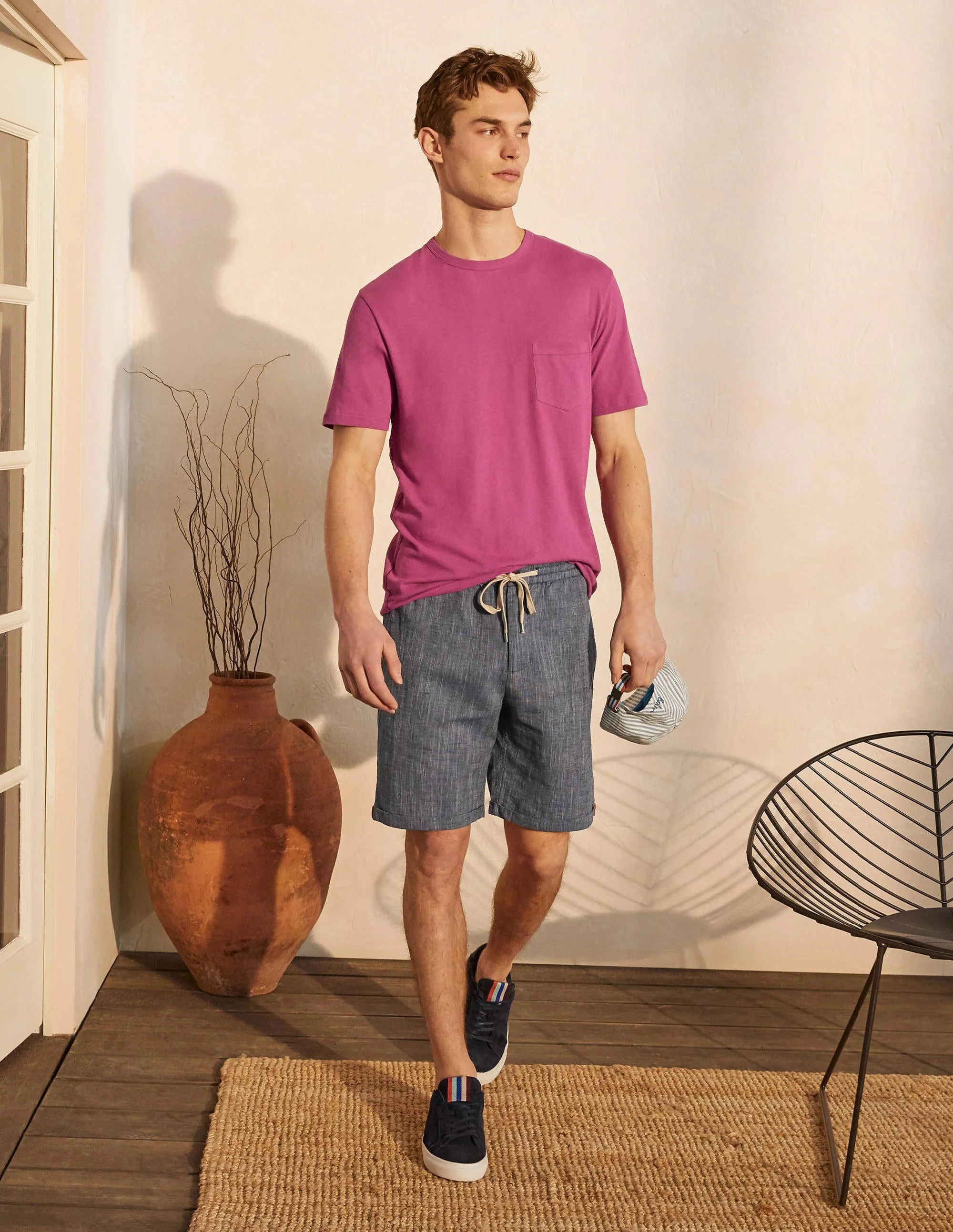 T-Shirt aus Leinenmischgewebe-Dahlien-Violett/Fliederrosa - Image 4