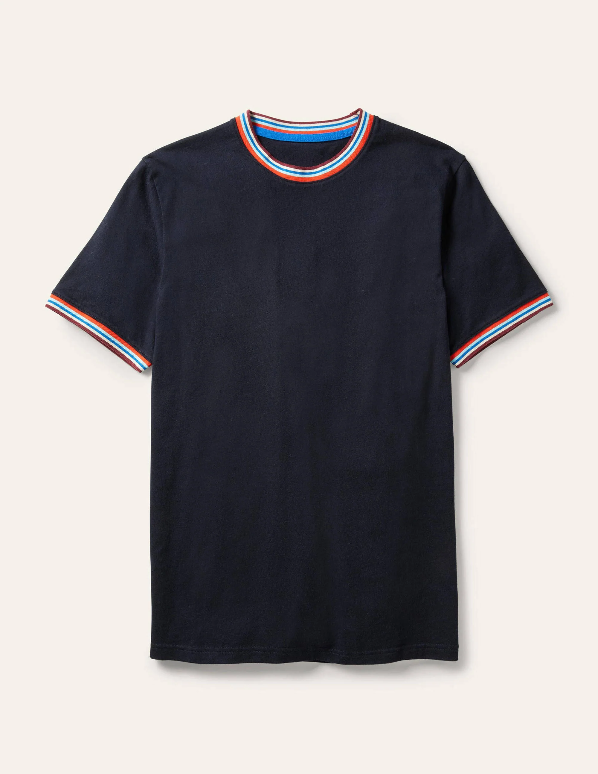 T-Shirt mit Streifendetail-Marineblau - Image 7