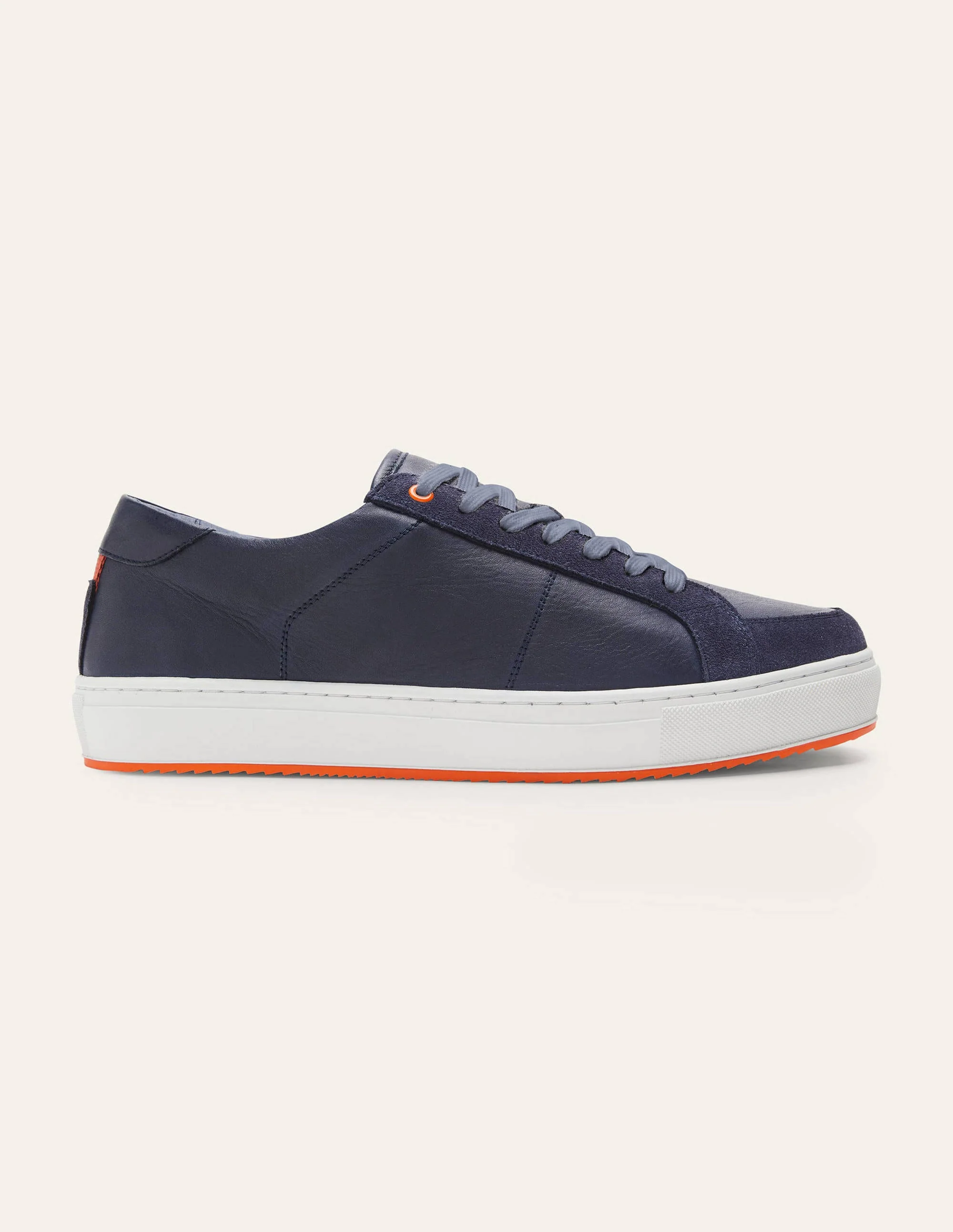 Turnschuhe aus Leder mit Farbtupfern-Marineblau