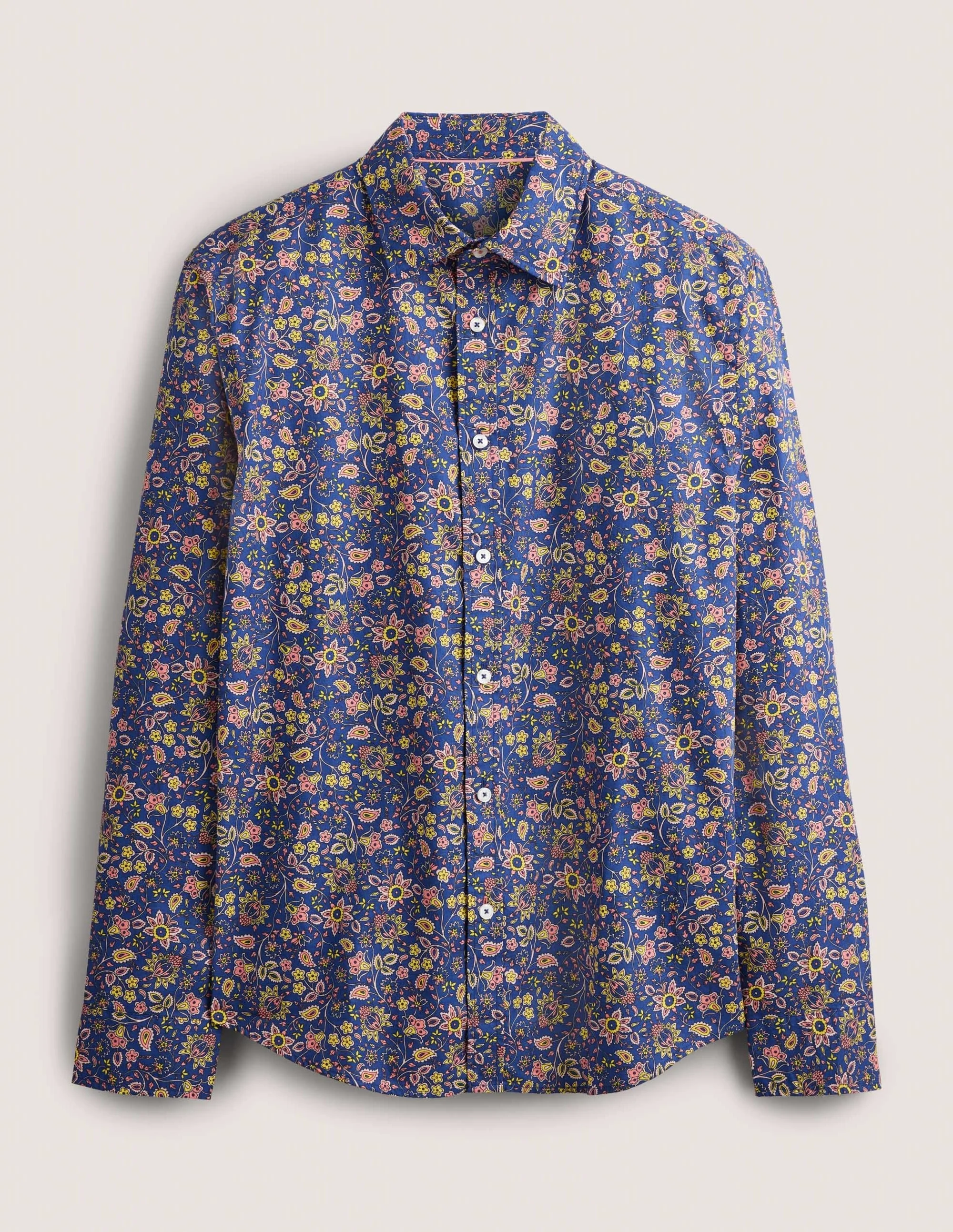 Twill-Hemd mit Cutaway-Kragen-Pfirsichrosa, Florales Paisleymuster - Image 5