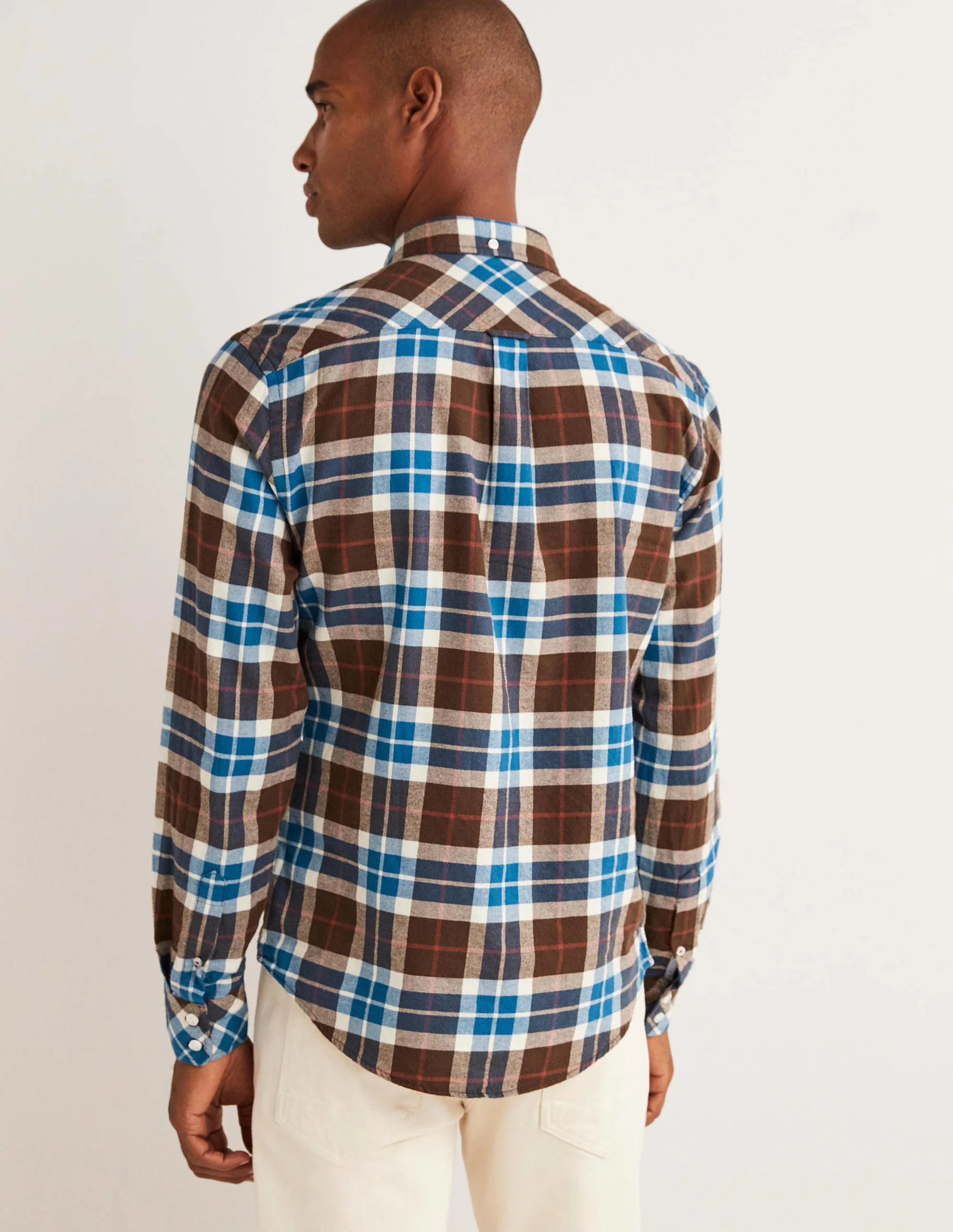 Twill-Hemd mit Knopfleiste-Braun/Entenblau, Kariert - Image 3