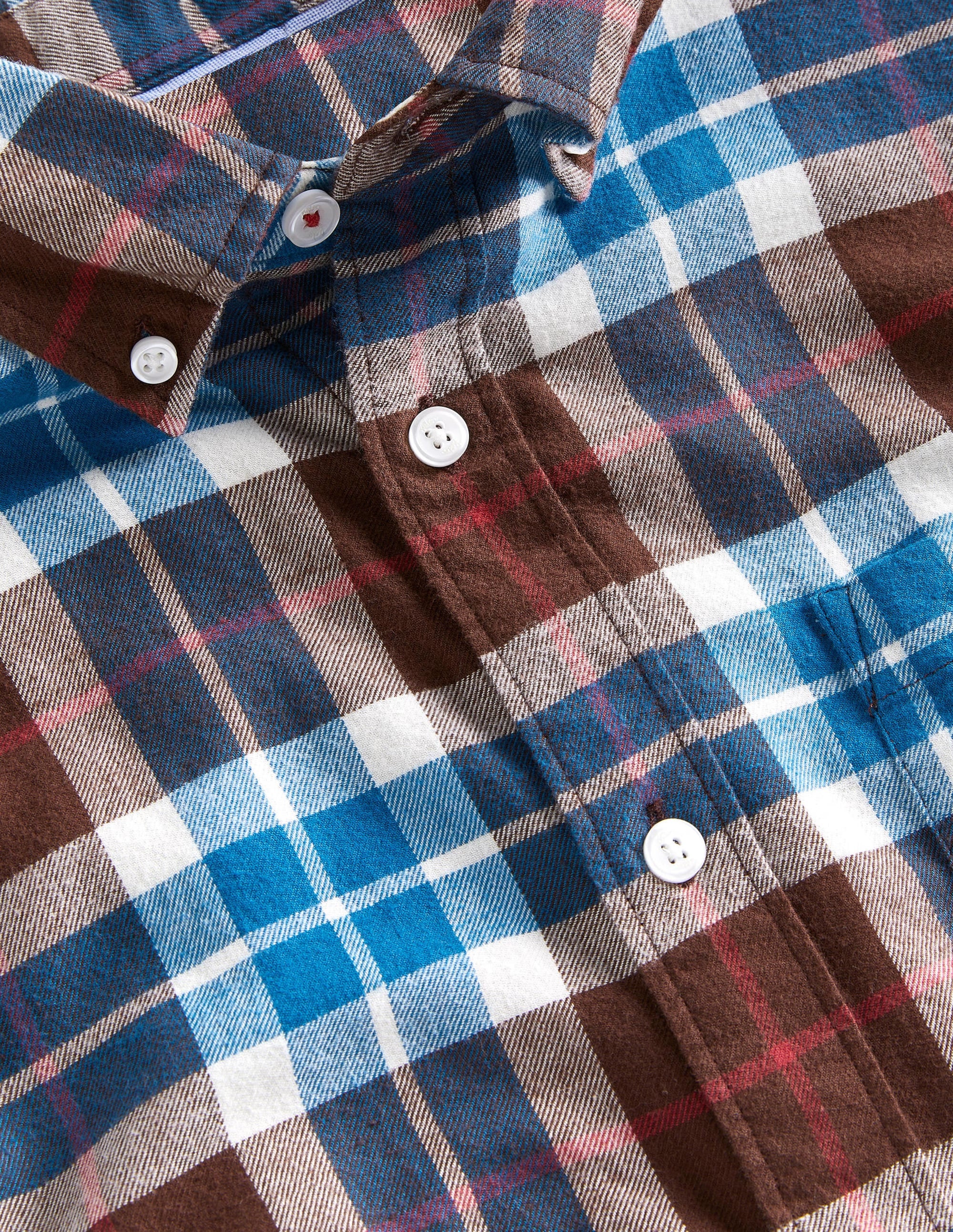 Twill-Hemd mit Knopfleiste-Braun/Entenblau, Kariert - Image 6