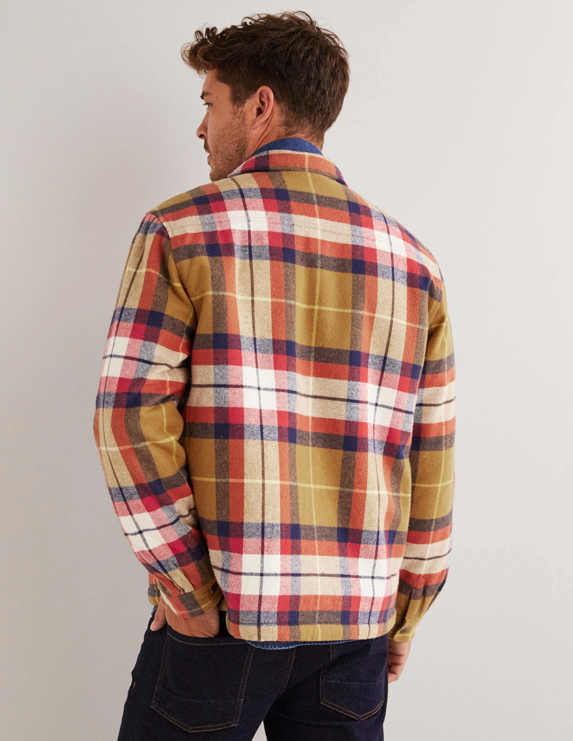 Überhemd mit Sherpafutter-Kamelbraun/Rot, Kariert - Image 3