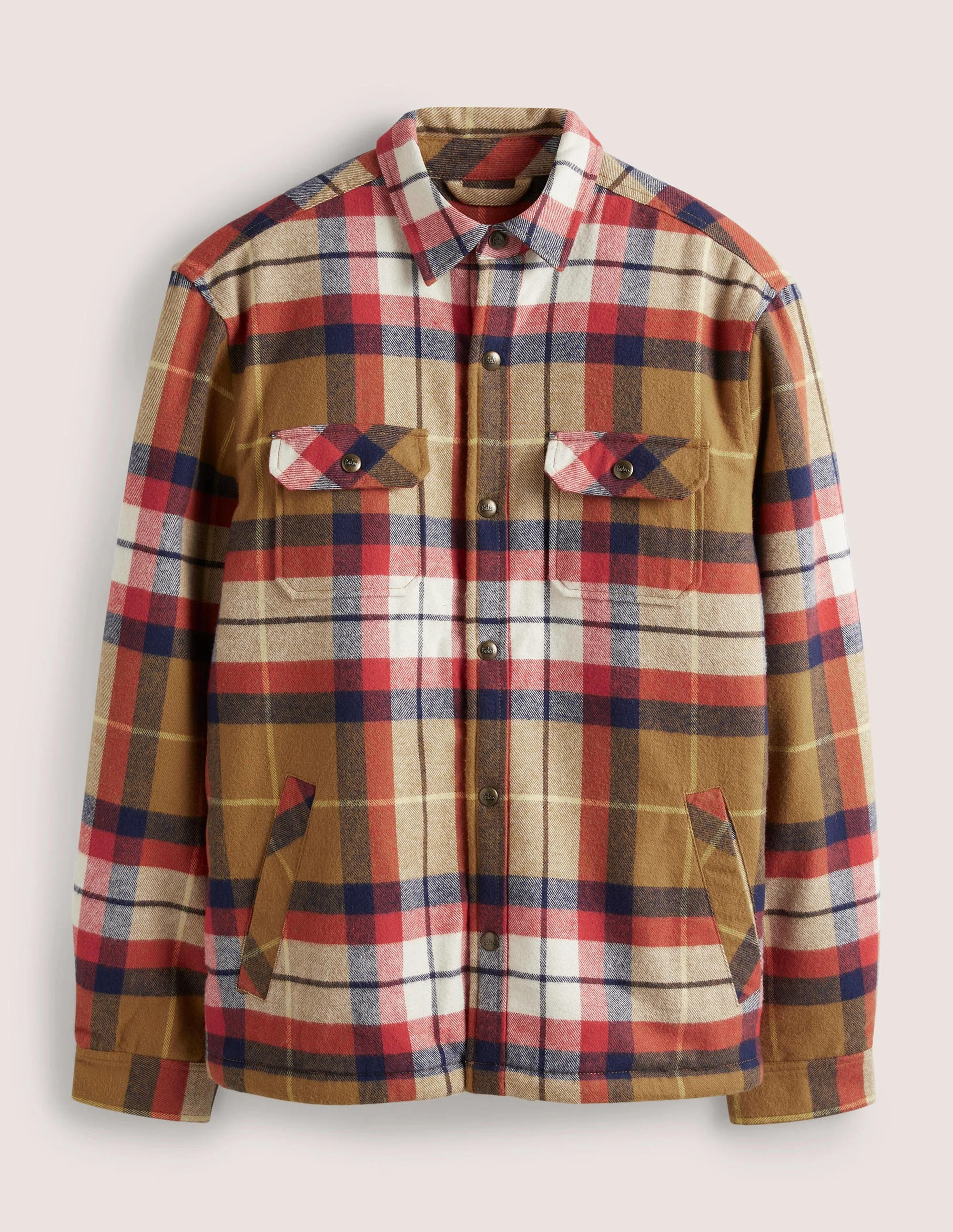 Überhemd mit Sherpafutter-Kamelbraun/Rot, Kariert - Image 5