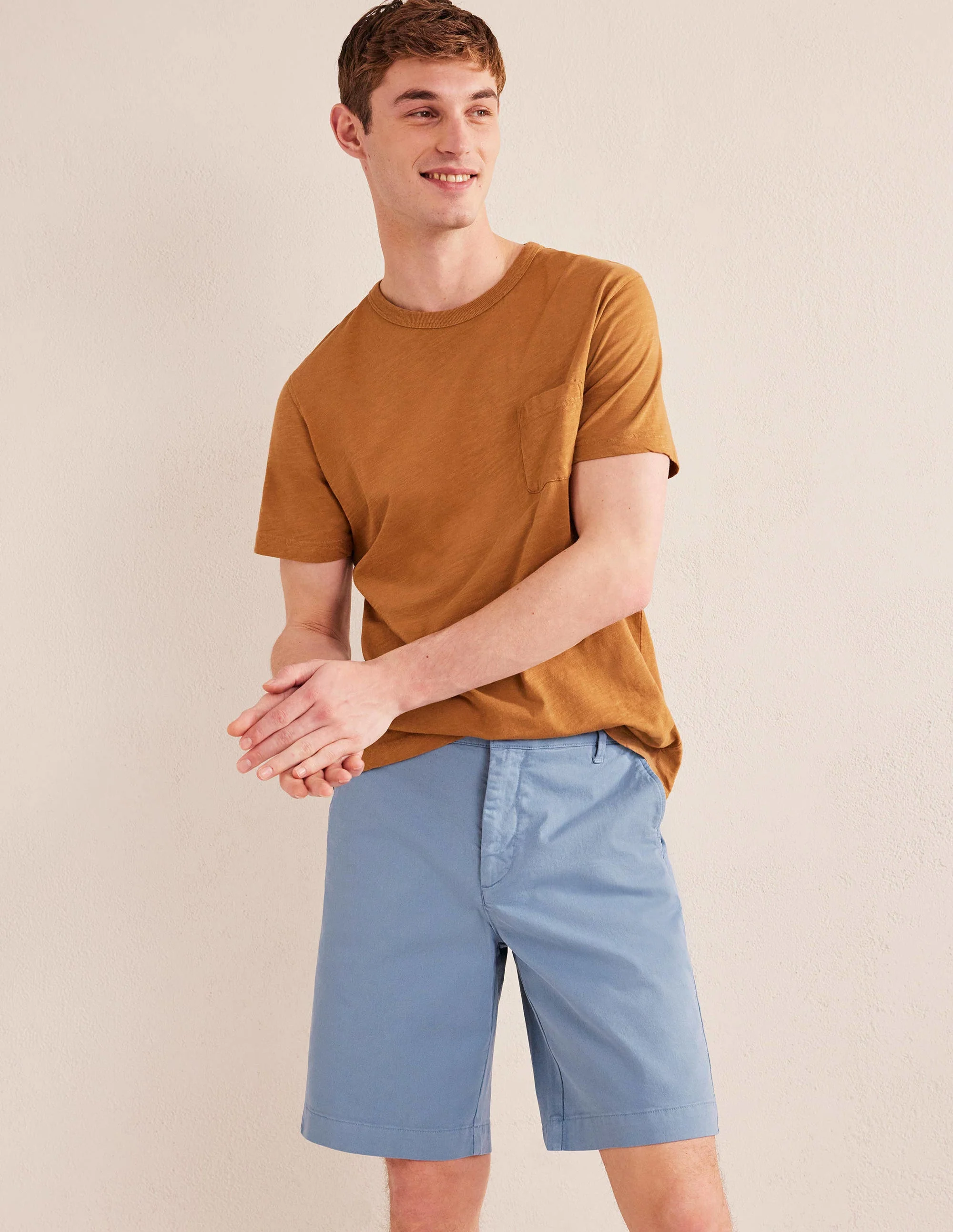 Vorgewaschene Chinoshorts-Kapitänsblau
