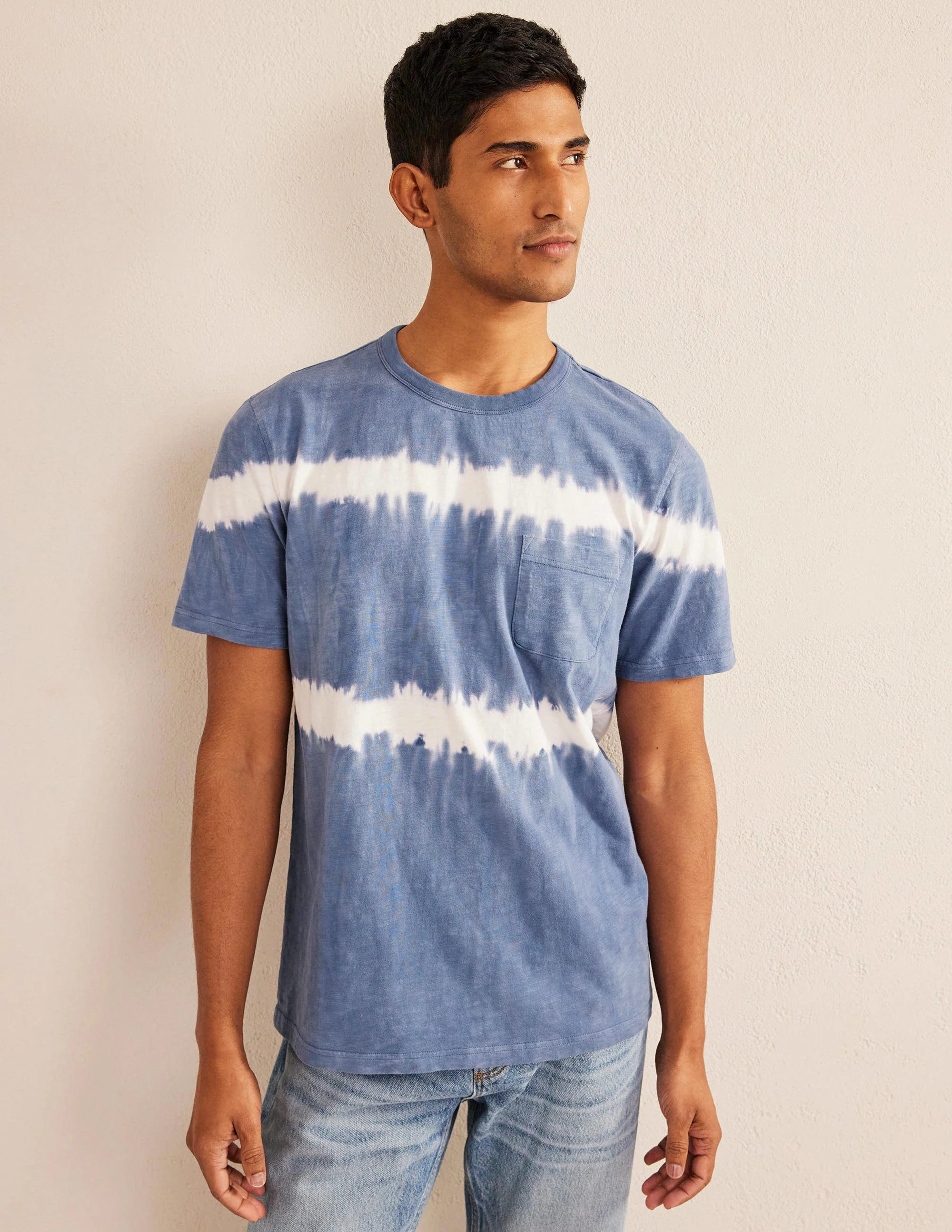Vorgewaschenes Batik-T-Shirt-Klassisches Navy - Image 4