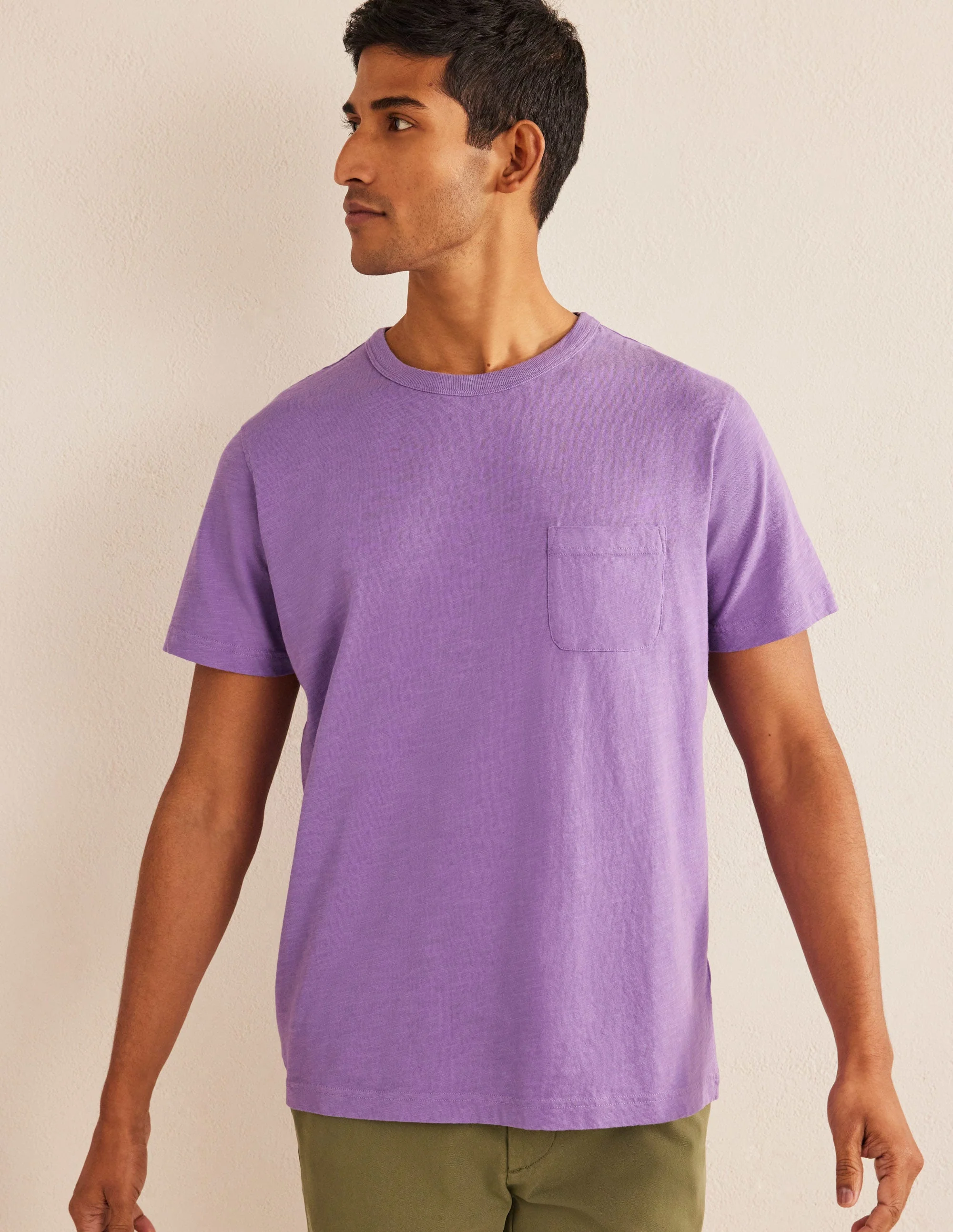 Vorgewaschenes Flammgarn-T-Shirt-Asternviolett