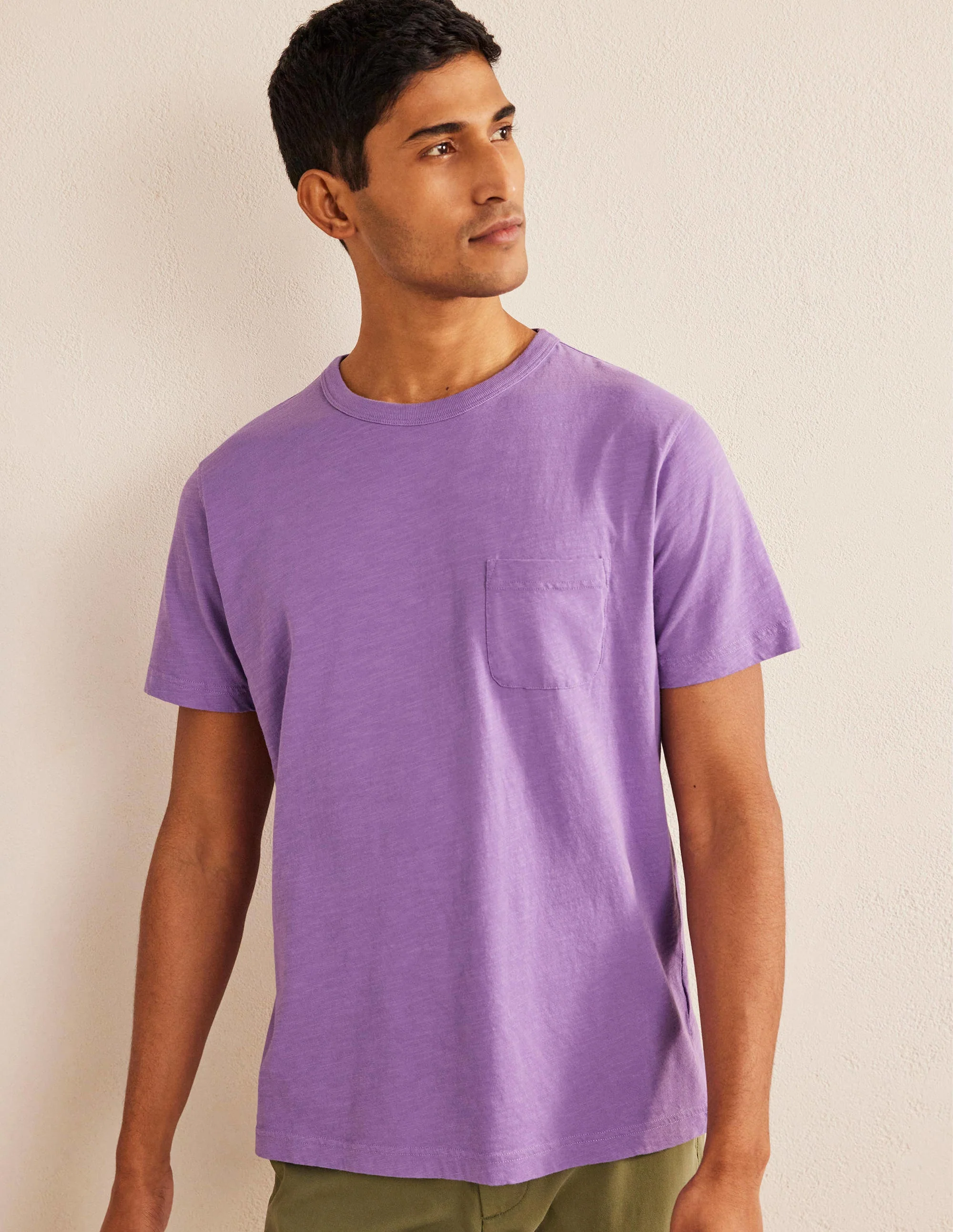 Vorgewaschenes Flammgarn-T-Shirt-Asternviolett - Image 4