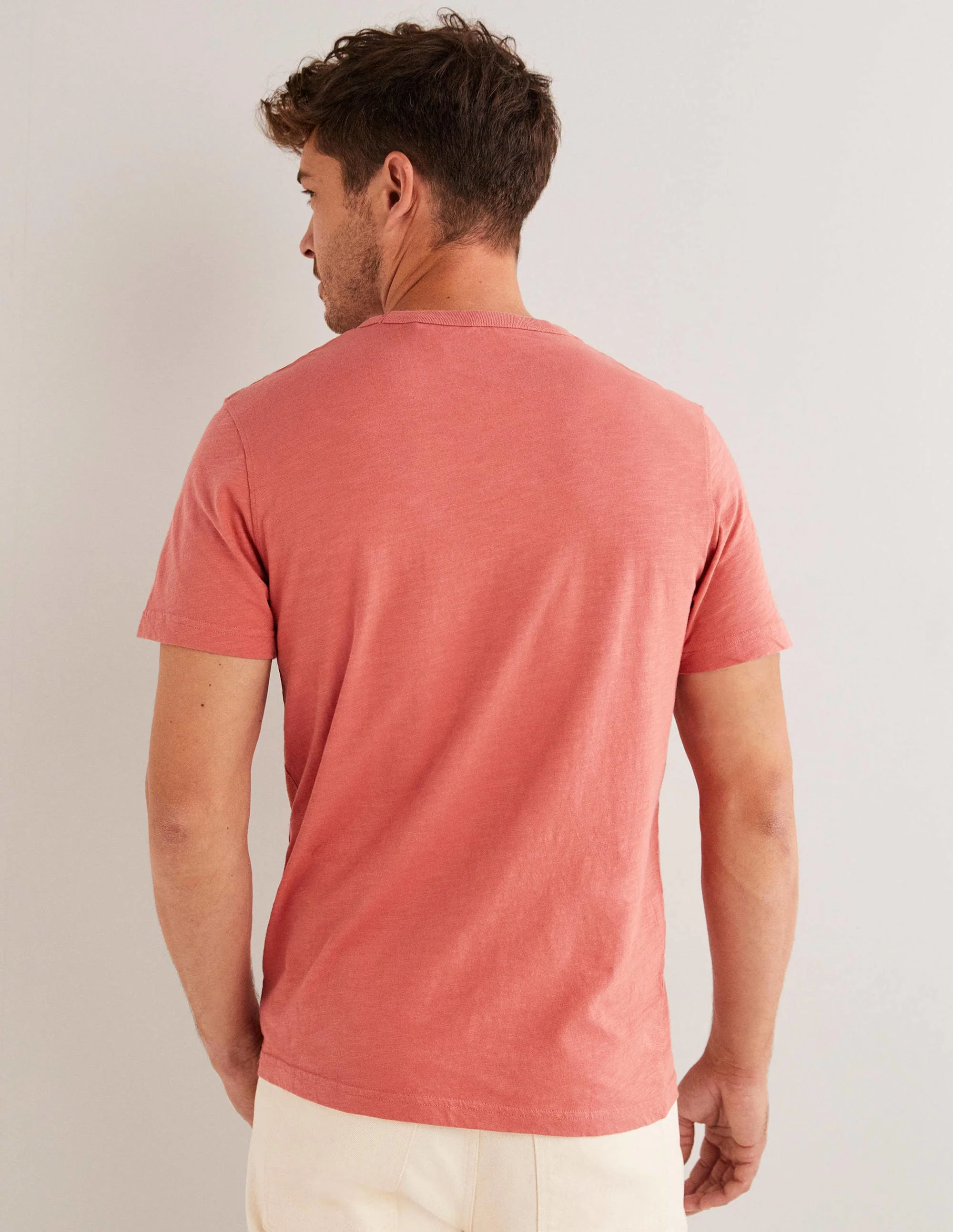 Vorgewaschenes Flammgarn-T-Shirt-Faded Rose Red - Image 3