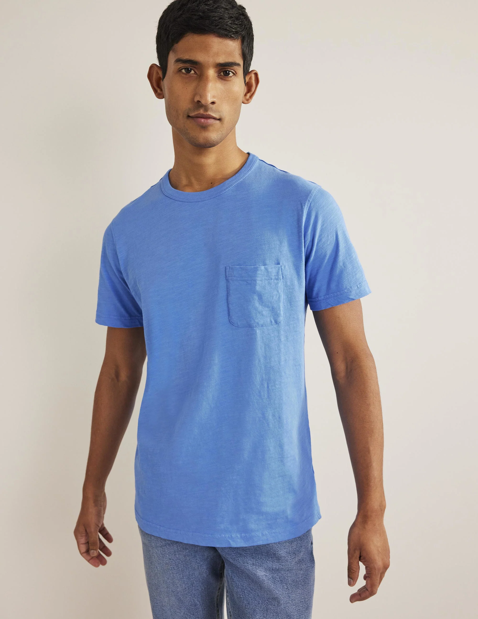 Vorgewaschenes Flammgarn-T-Shirt-Helles Glockenblumenblau - Image 4