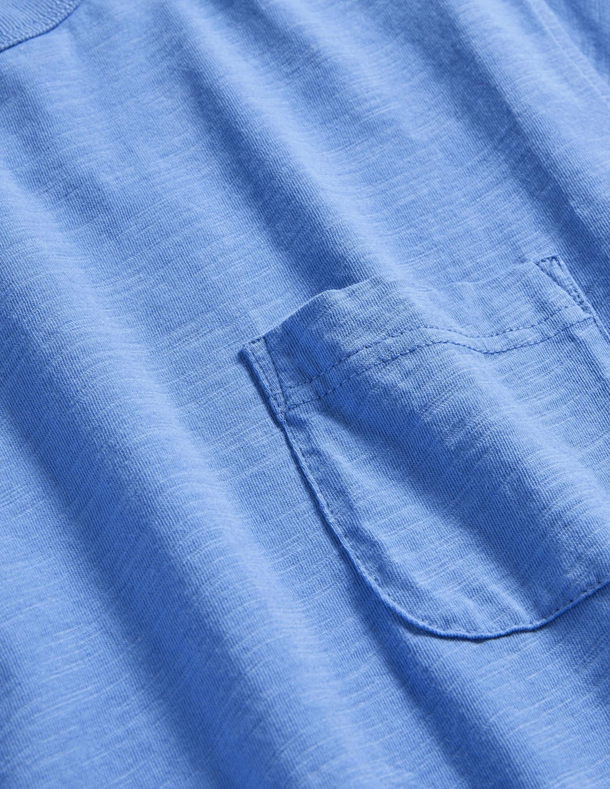 Vorgewaschenes Flammgarn-T-Shirt-Helles Glockenblumenblau - Image 6